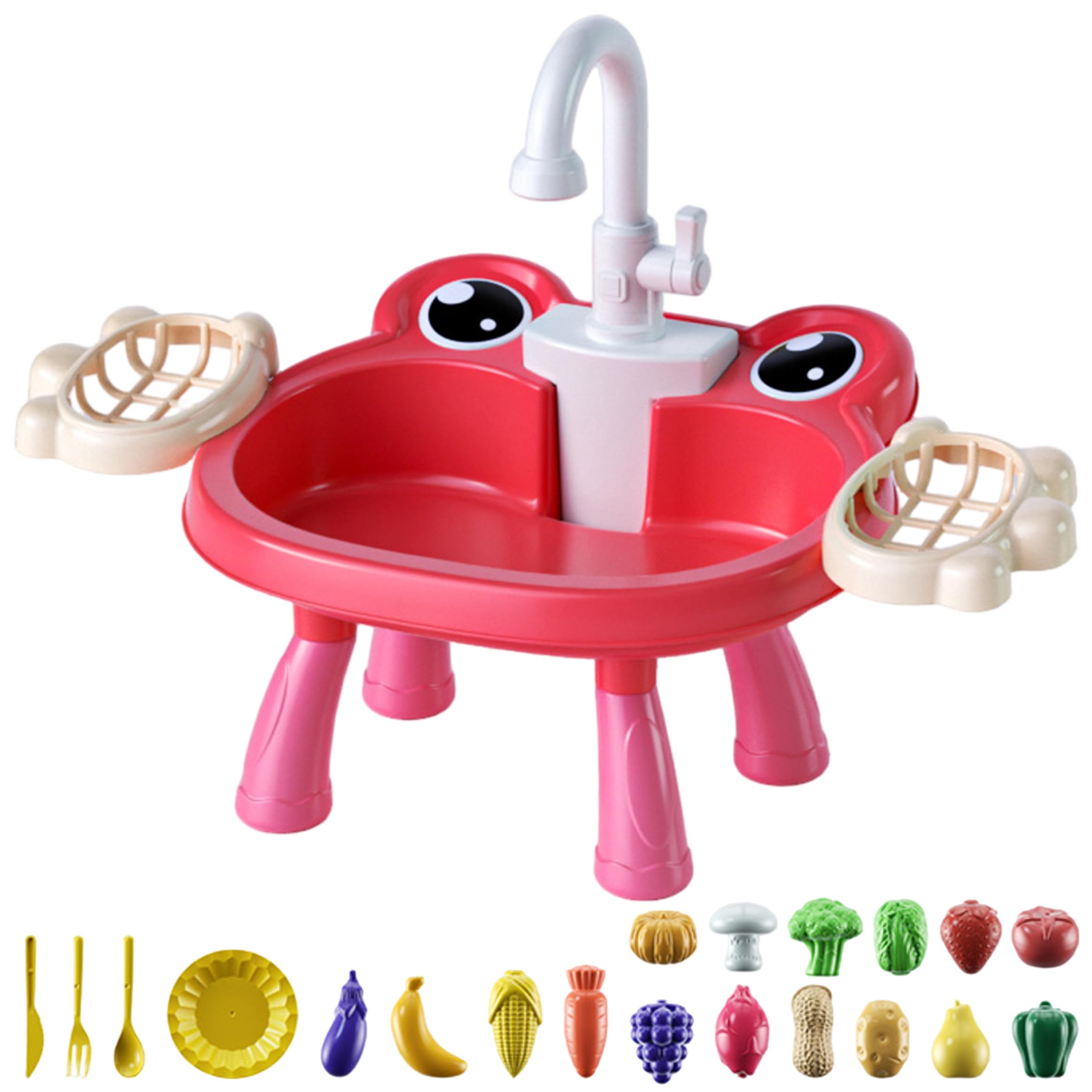 children's outdoor water table, Children's Outdoor Water Play Table, 2026 ' Play | Electric Recirculating Dishwasher Toy With Upgrade Legs, Red Frog