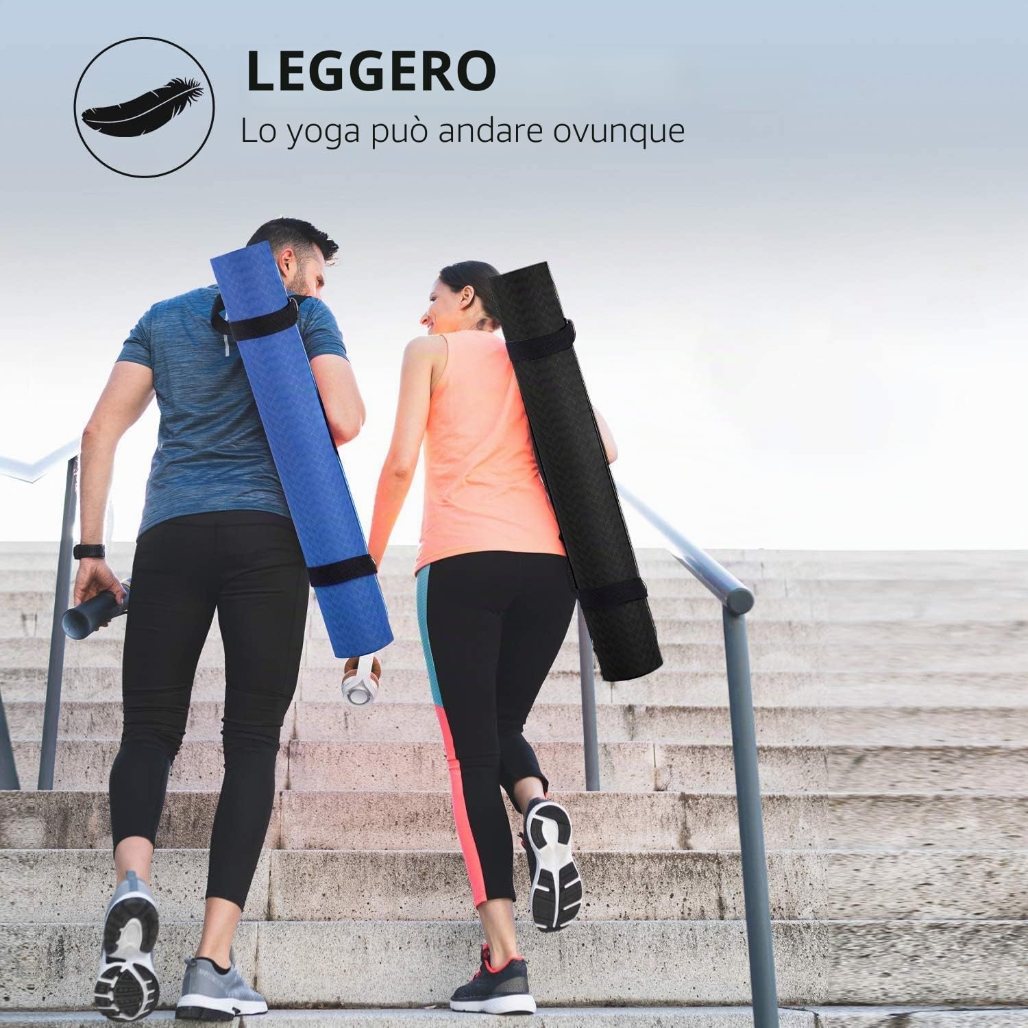 CAMBIVO Tappetino Palestra TPE Antiscivolo 213 x 81 x 6 mm per Adulti | Materassino Yoga e Pilates Extra Largo con Cinghia per Fitness, Ginnastica e Workout a Casa e in Palestra
