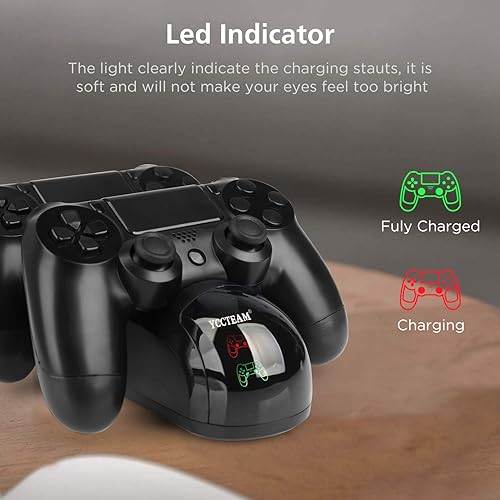 Miniatura 6 de Cargador de controlador PS4, soporte de estación de acoplamiento de puerto de carga rápida mejorado para PS4PS4 SlimPS4 Pro, negro