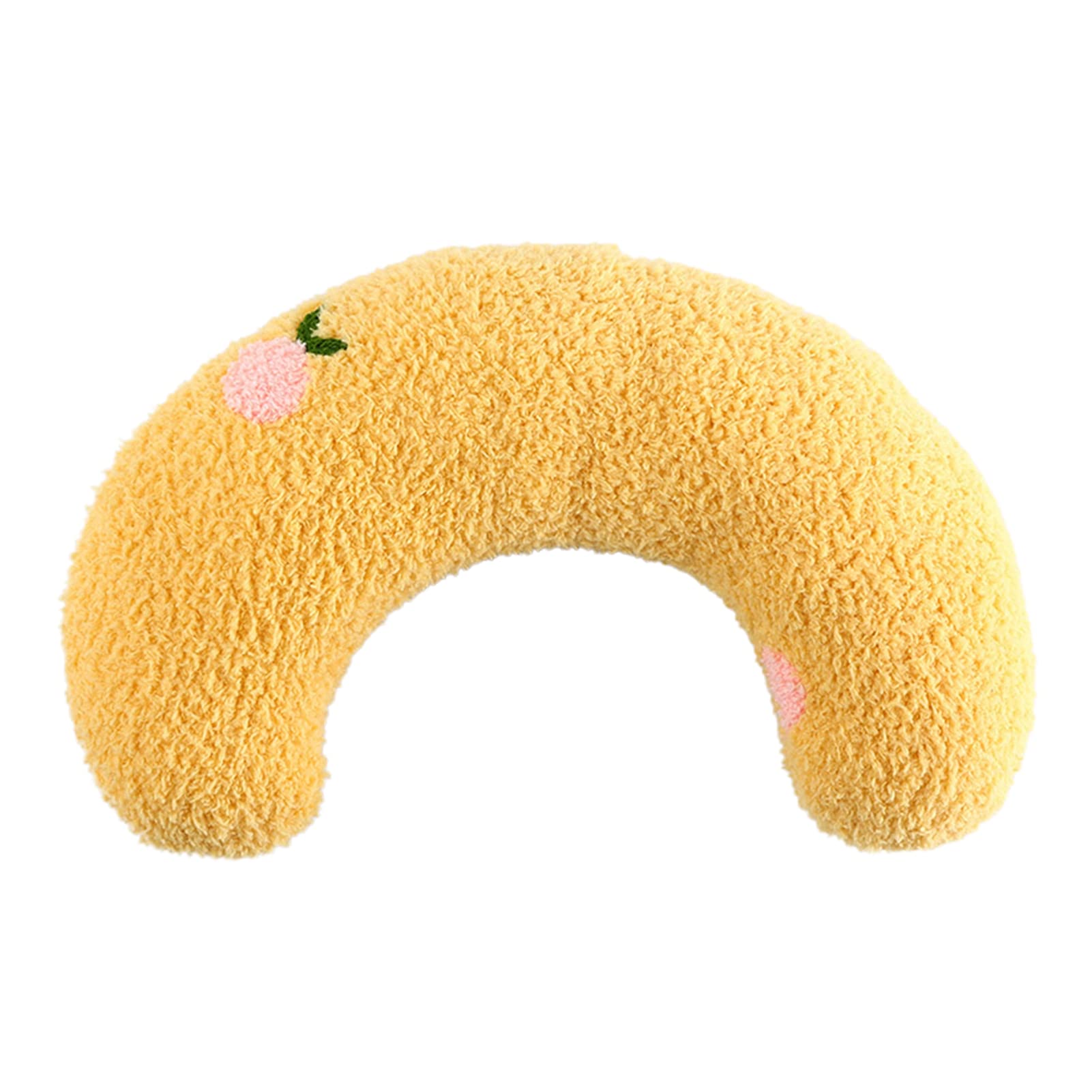 porfeet Cushion for Cats Head to Lay On, Neck Protection Soft Dogs Cat Puppy U-Shaped Sleeping Pillow, Filled Plush Toy Cat Dog Sleeping Cushion Yellow