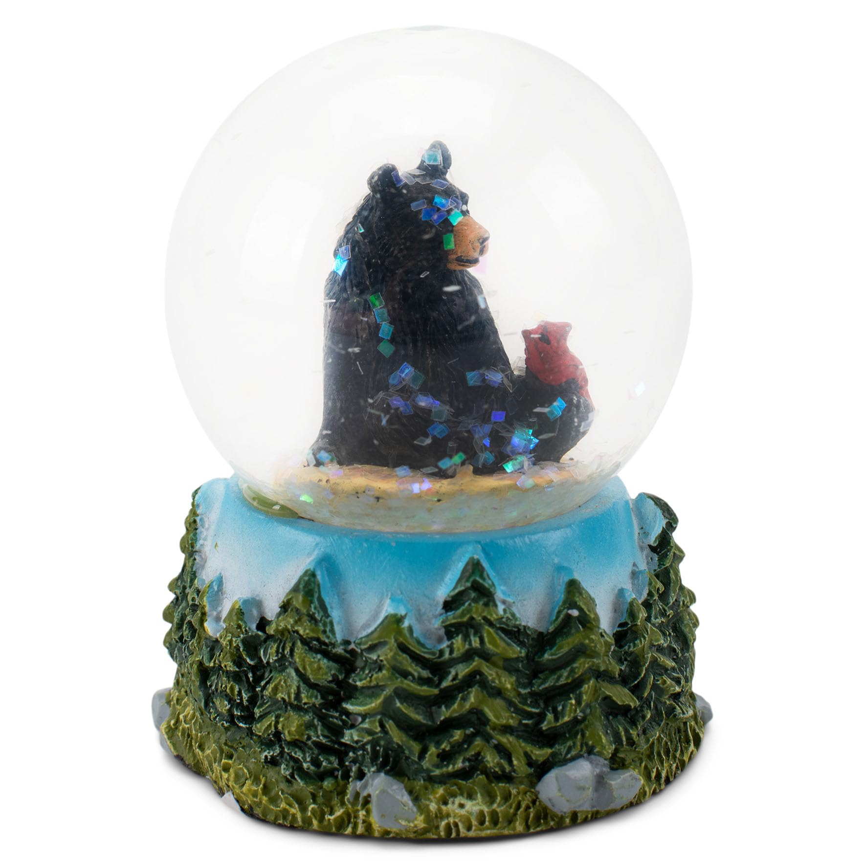 MayRich Company11519 Miniature Black Bear with Cardinal Multicolor 2.5 x 2 Inches Resin 45MM Snow Water Globe