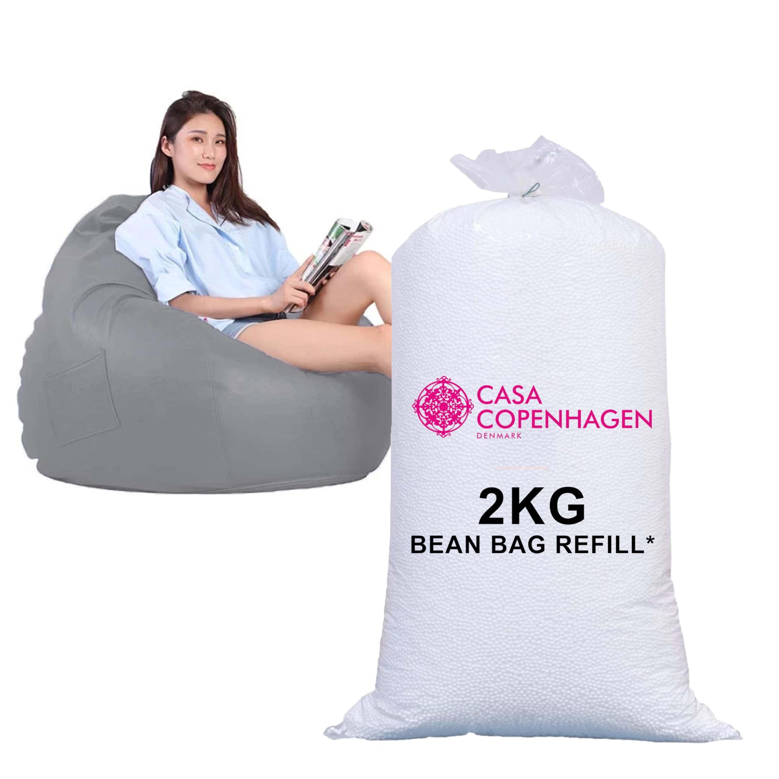 Casa Copenhagen Premium Virgin Grade Thermocol Balls Refill for Pillows, Sofa, Bean Bags, Soft Toys & Beans for Bean Bag Refill 2 Kg - White-image-34