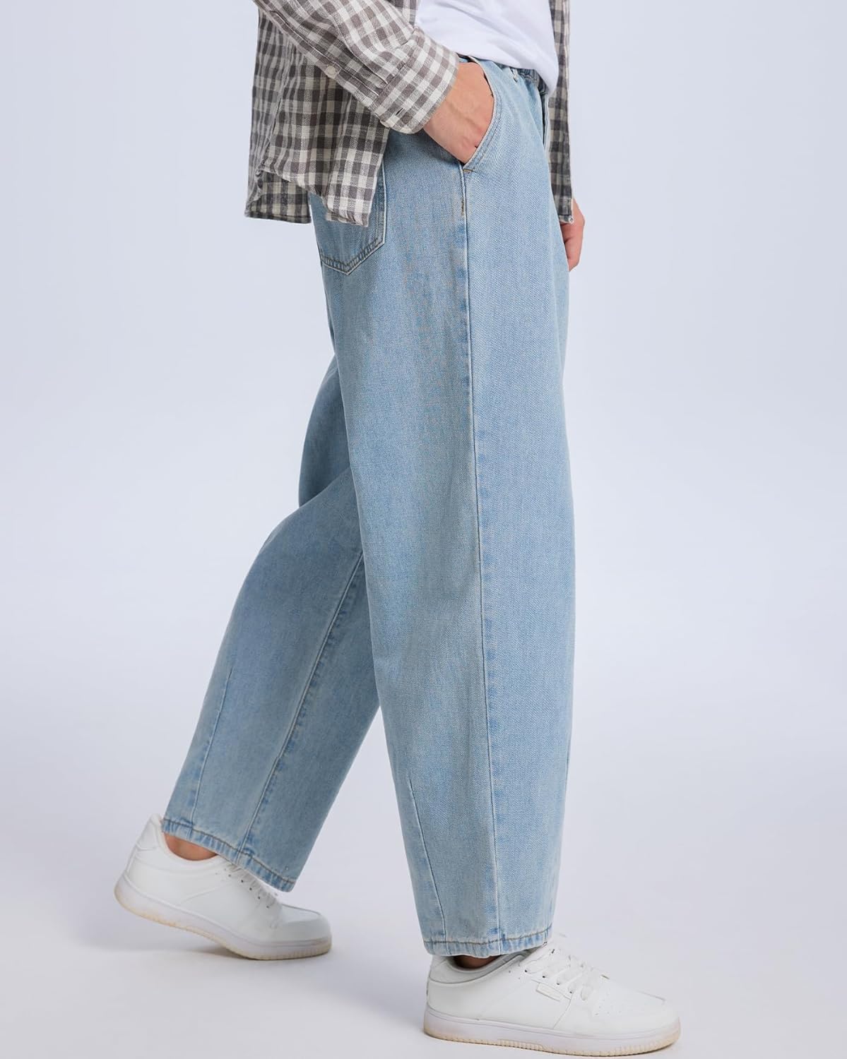 Baggy Jeans for Men Pleated Wide Leg Elastic Waist Denim Pants Y2K Streetwear - Image 5