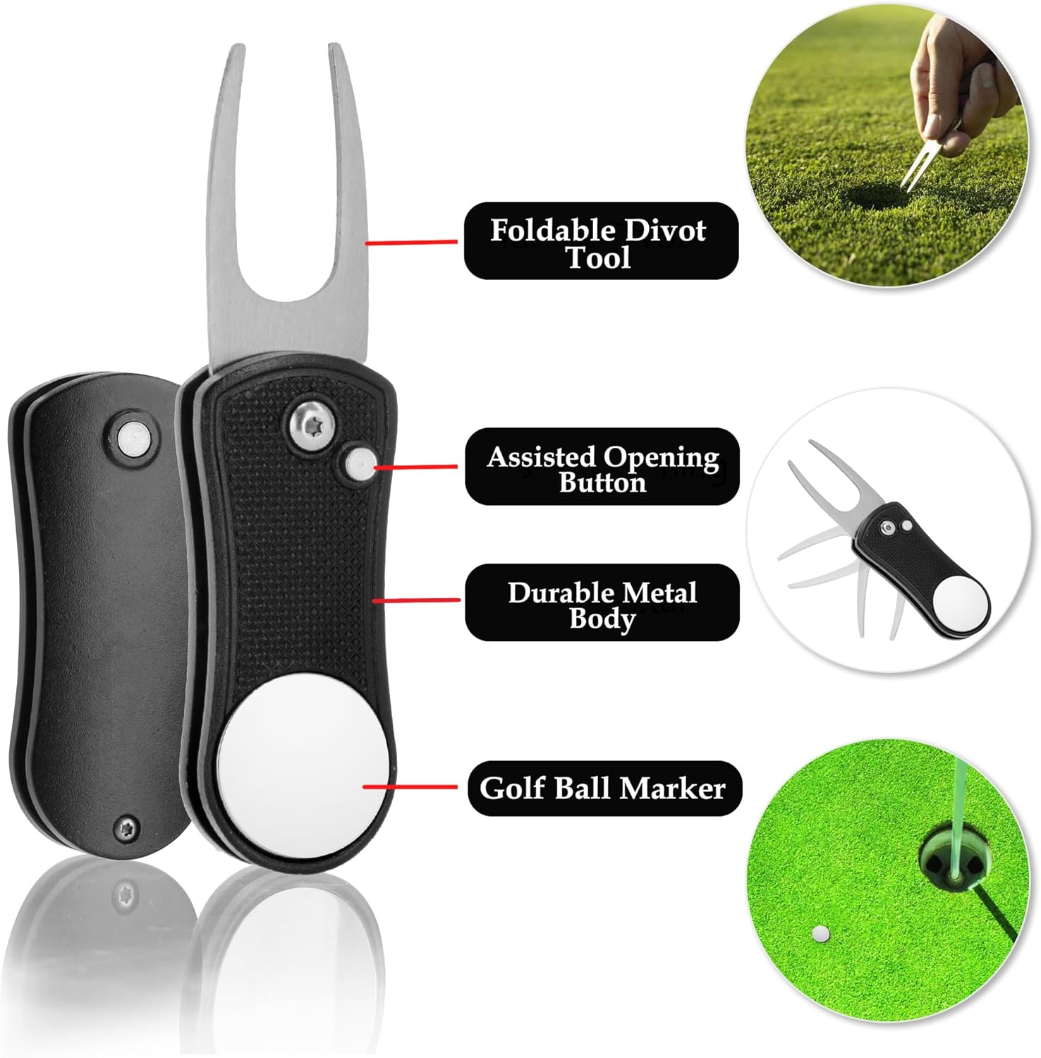 Golf Essentials Kit | Must-Have Accessories – Water Brush, Towel, Club Brush, Ball Marker, Divot Repair Tool, Ball & Tee Holder, Golf Gifts for Men & Women - Image 4