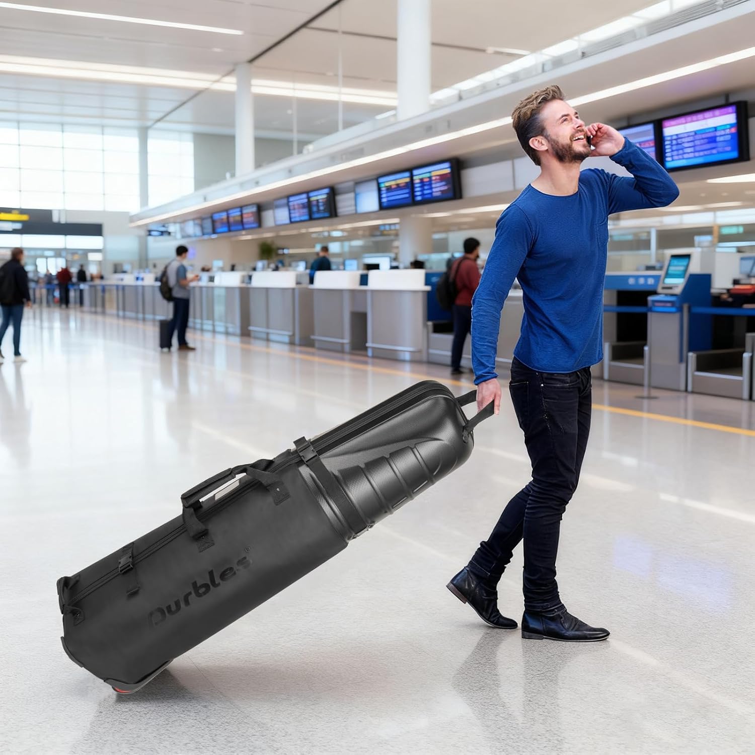 Golf Travel Bag with ABS Hard Shell Top – Golf Bag with 1680D Waterproof Fabric, 7mm Padding & Wheels – Golfing Accessories Travel Case for Airlines – Fits Most Club Bags & Sports