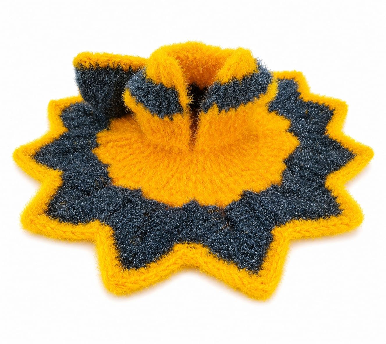 Laddu gopal/Kanha ji/Bal Gopal/Ladoo Gopal Winter Woolen Dress With Meching Cap Size 5 no, Yellow & Dark Grey Hand Knitted Dress.Crochet Set,-image-2