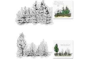2 PCS Tree Fence Scenery Clear Stamps for Card Making and Photo...