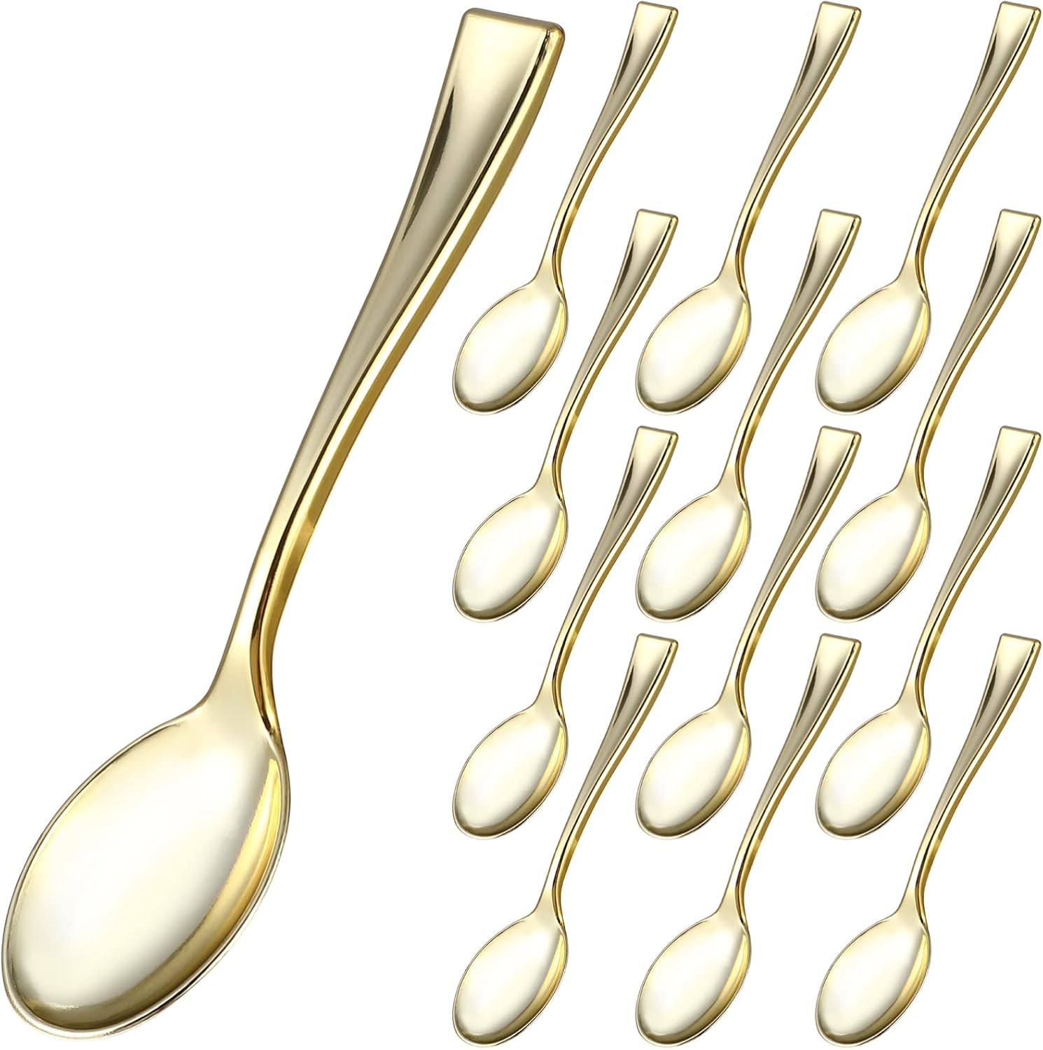 Yardwe 80pcs Plastic Mini Spoons, Gold Coffee Spoons