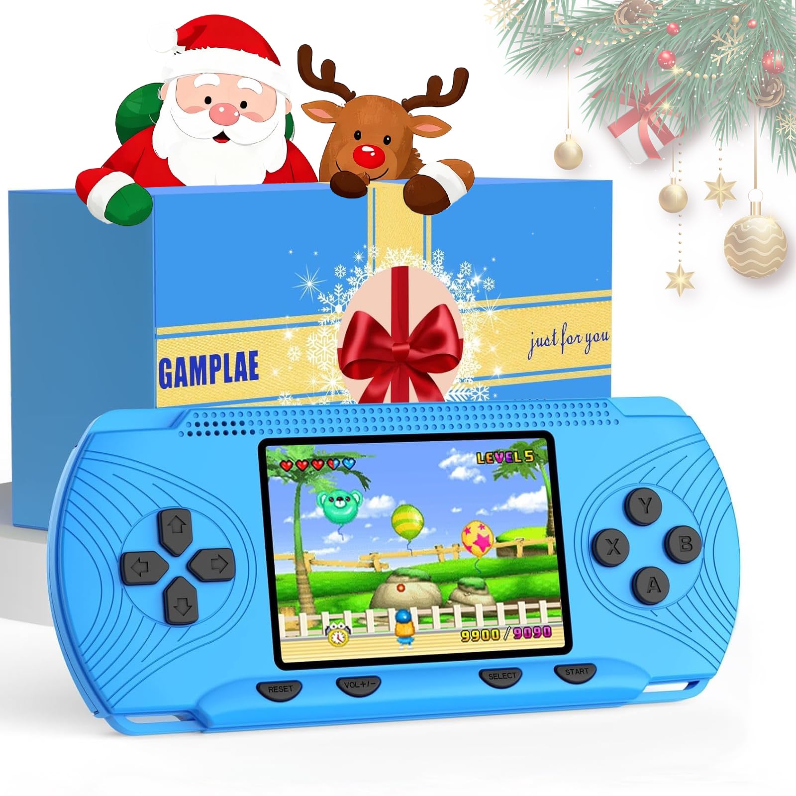 Handheld Games for Kids - Kids Video Game Player Preloaded 258 Retro Video Games, Portable Gaming Player with 3 Cartridges & 3" HD Screen Travel Electronic Toy Birthday Xmas Gift for Boys Kids 4-12
