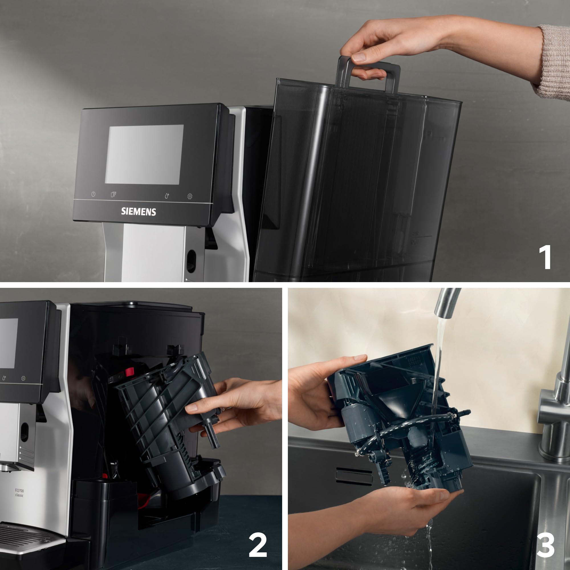 Siemens EQ700 classic Kaffeevollautomat TFT-Display 36 Getränke Cold Brew Silber TP715E17