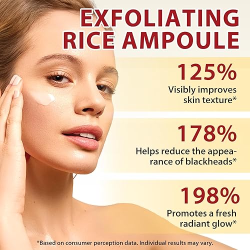 Miniatura 2 de Ampolla exfoliante de arroz negro y arroz blanco peeling Glow 3.4 fl oz, 2 piezas de suero facial de arroz blanco y negro, exfoliante suave para