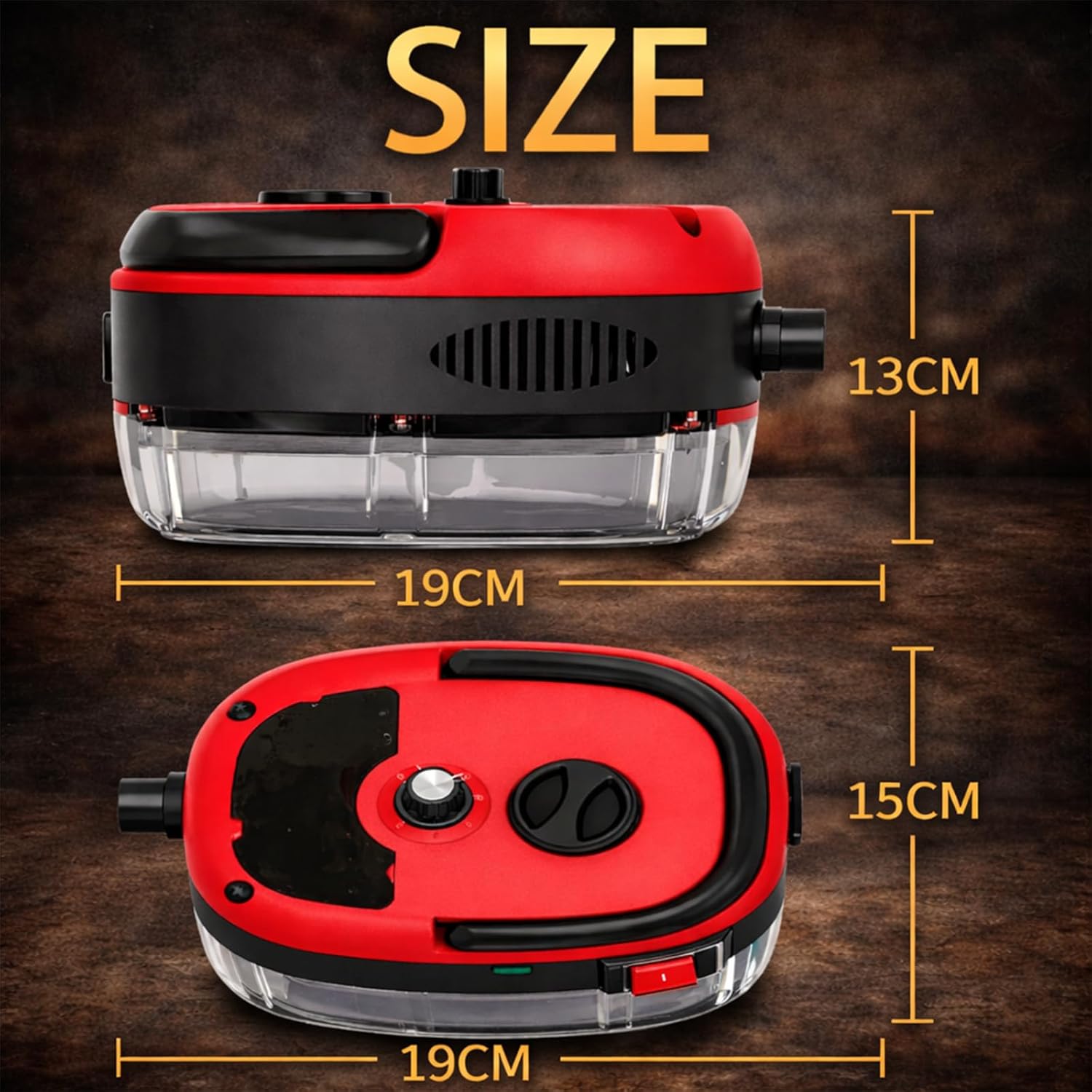 2500w Handheld High-Temperature Pressurized Steam Cleaner, 6-Level High Pressure Steam with Various Nozzle Attachments, 1L Water Tank for Grout Tile Kitchen Grease Car Detailing Engine (Red)