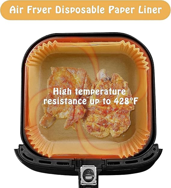 125Pcs Air Fryer Liners Disposable Parchment Paper for COSORI Air Fryer 6Qt | Food Grade Non-Stick Square Parchment Paper Liners for 5-8Qt 8 Inch Airfryer Accessories Parchment Paper for Baking