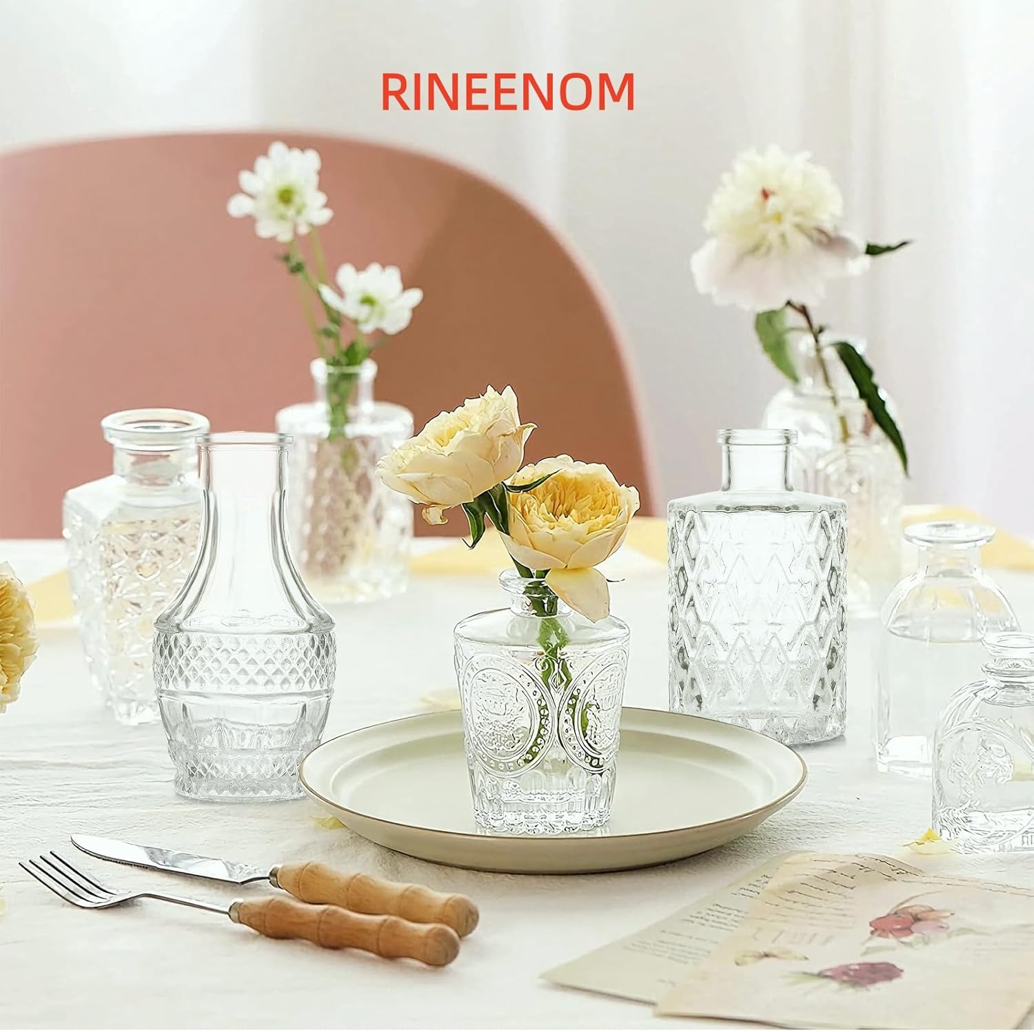 Glass Bud Vases Set of 16 - Small Clear Mini Flower Vases for Wedding Centerpieces, Bulk Vintage Table Decor, Home, Party & Floral Arrangements - Image 2