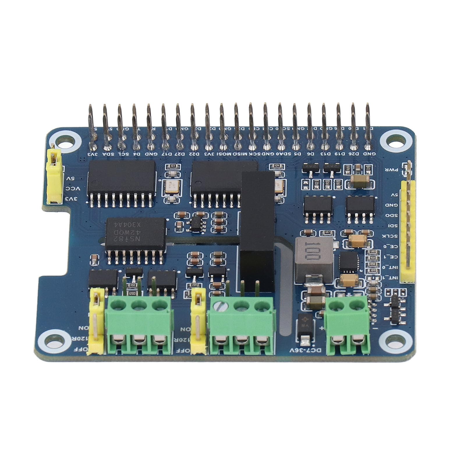 HAT di Espansione Bus CAN Isolato a 2 per 5 4B 3B+, MCP2515+SN65HVD230 Modulo CAN a Doppio Chip con Interfaccia SPI con Resistenza di Terminazione da 120 Ω di Isolamento 'alimentazione