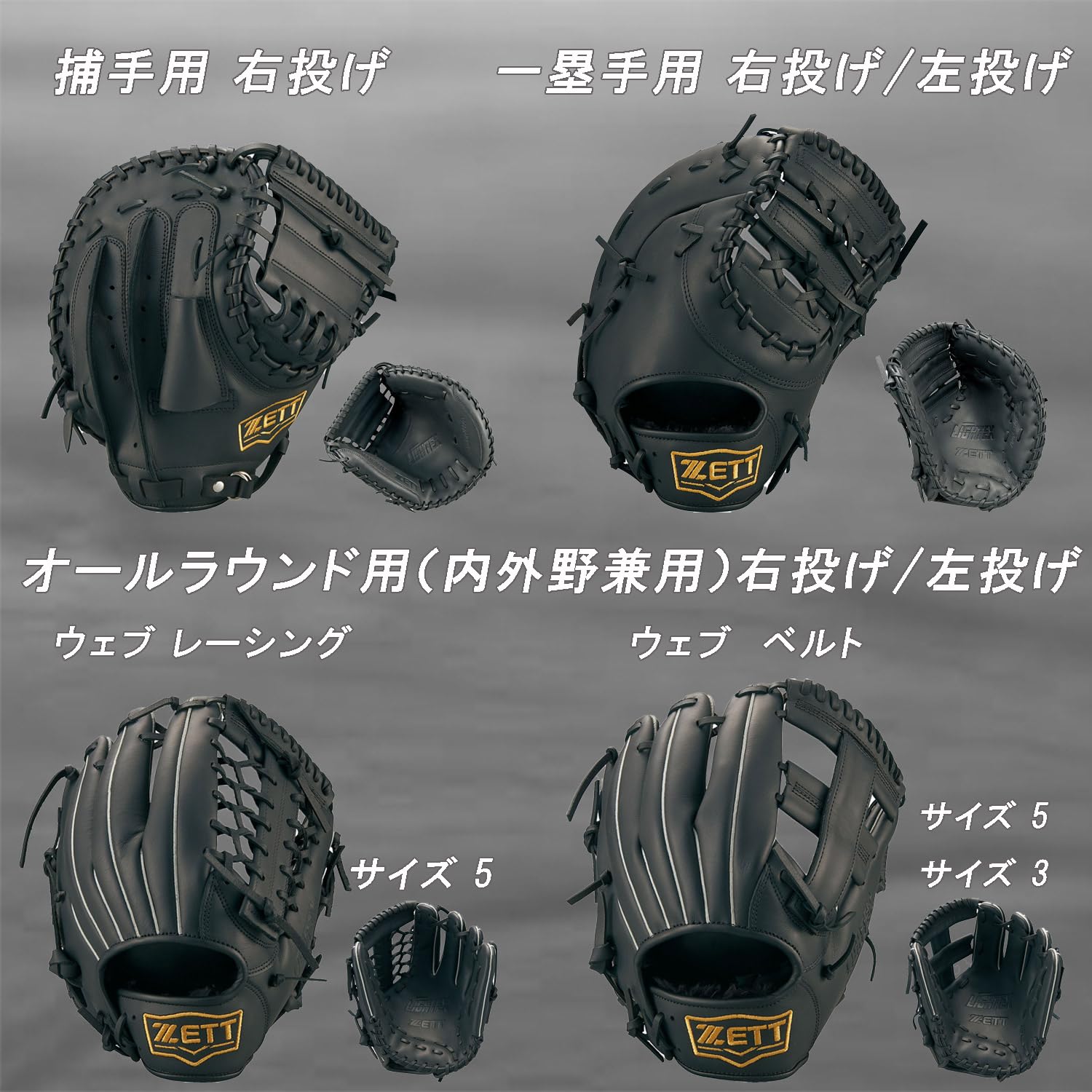 ZETT Soft Baseball Handschuh Litex All-Round Rechts/Links Werfen, Schwarz (1900), Größe: 3/5