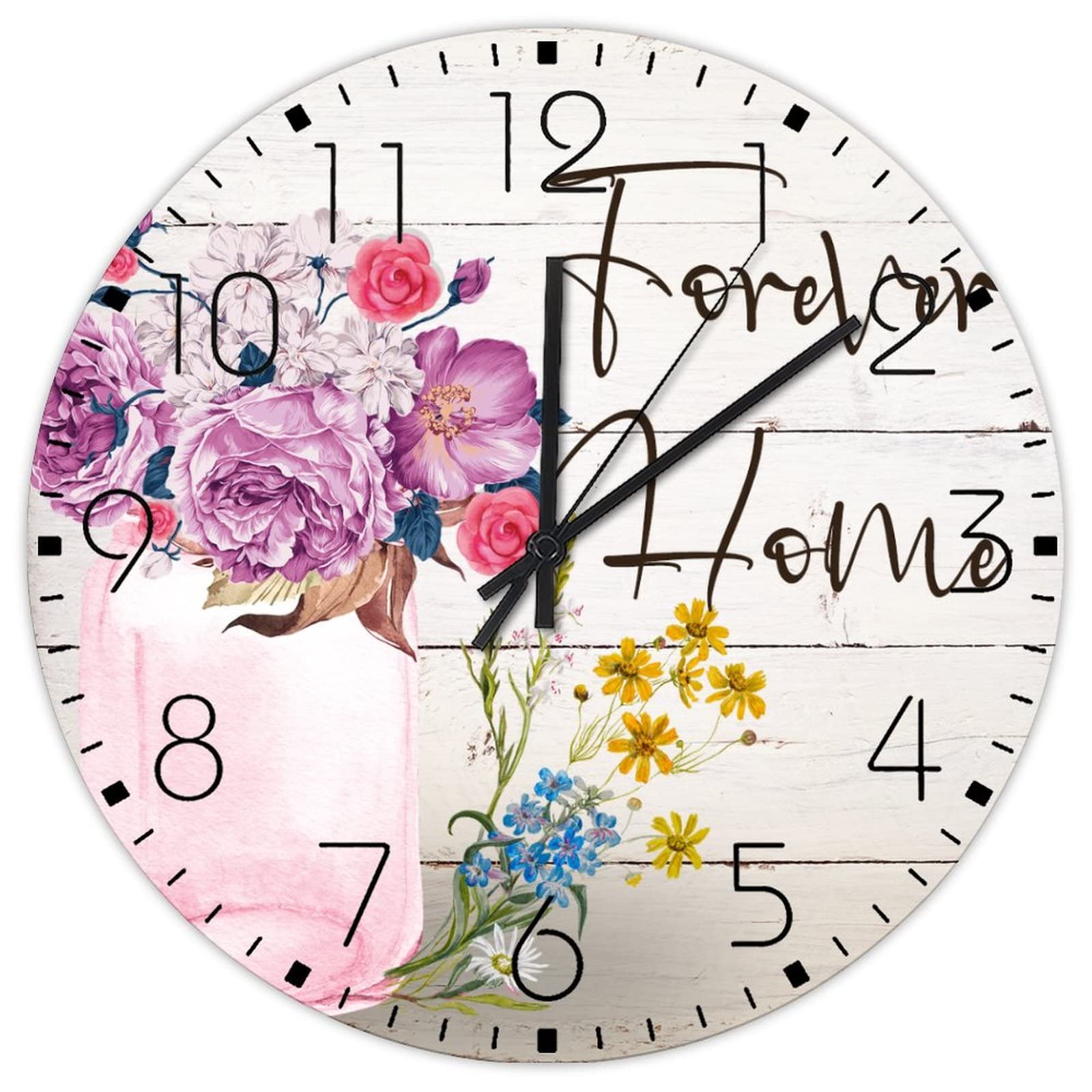 Horloge murale en bois 30 cm rustique aquarelle