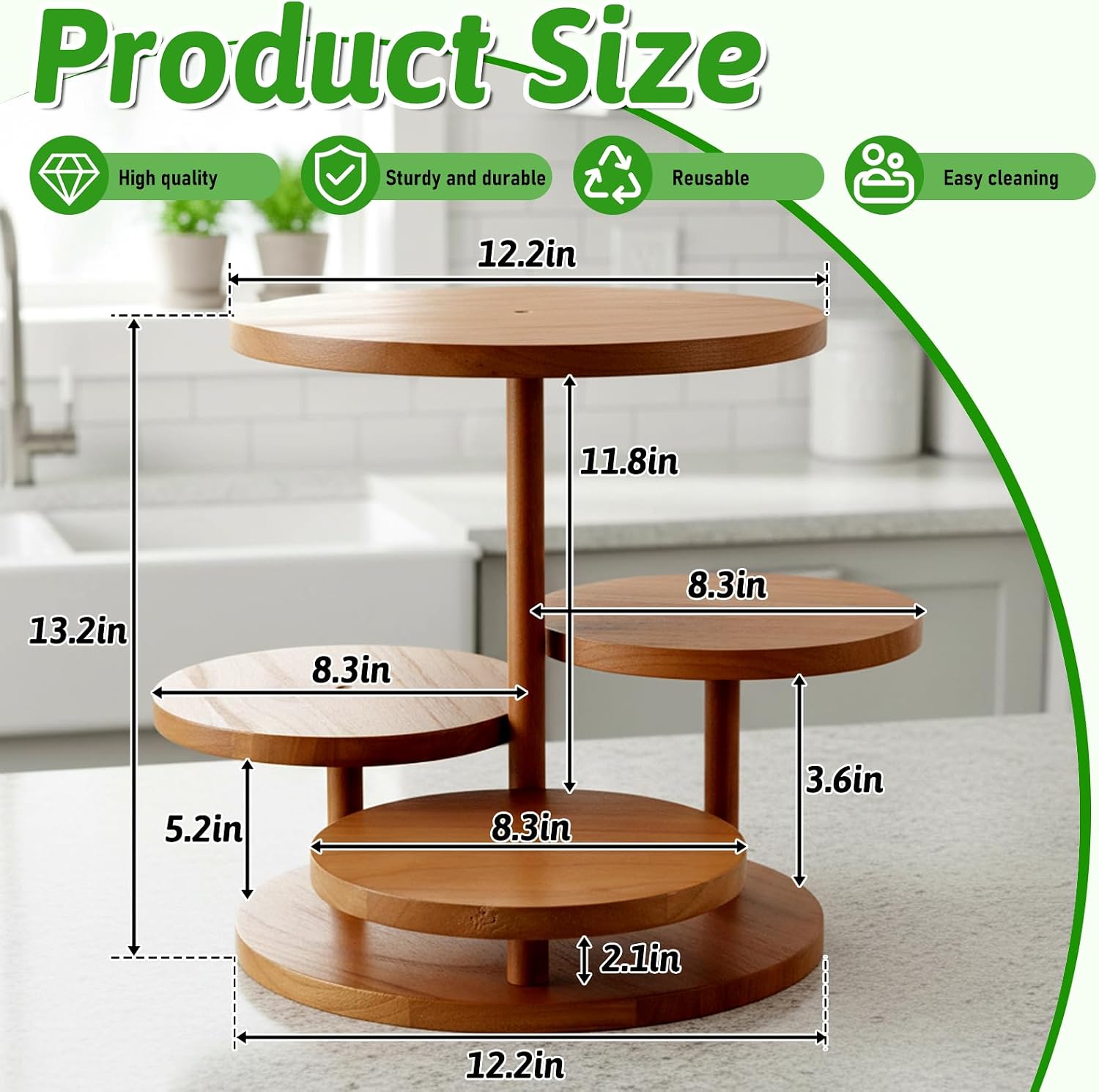 SHENLIU 4 Tier Round Cupcake Tower Stand for 50 Cupcakes, Farmhouse Wood Cake Stand with Tiered Trays Dessert Table Display for Wedding Birthday Baby Shower Tea Party