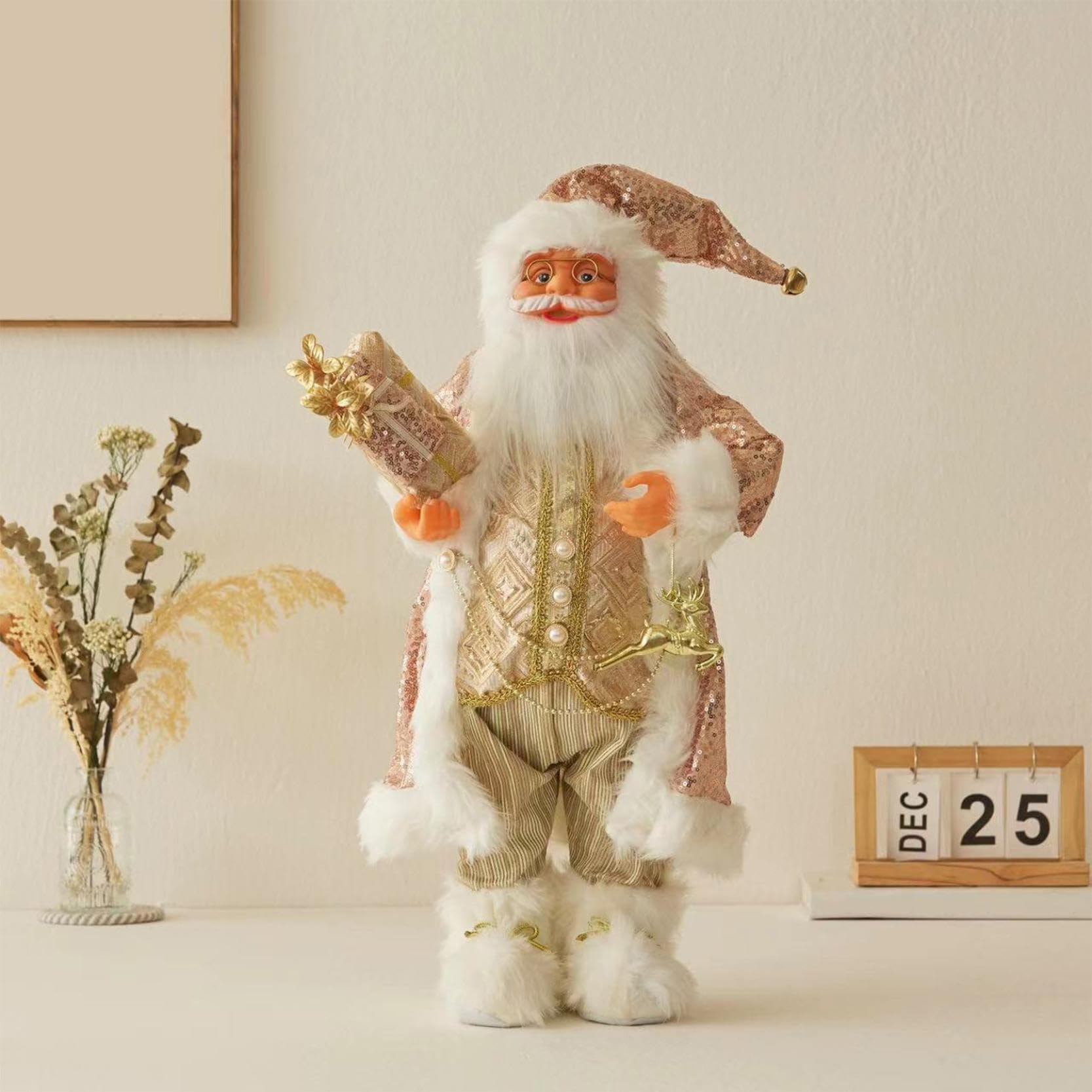 Generisch Standing Santa Claus Decorative Figure, Realistic Santa Claus Figures, Animated for Table Top, Figure, Ornaments, Christmas Party (C2)