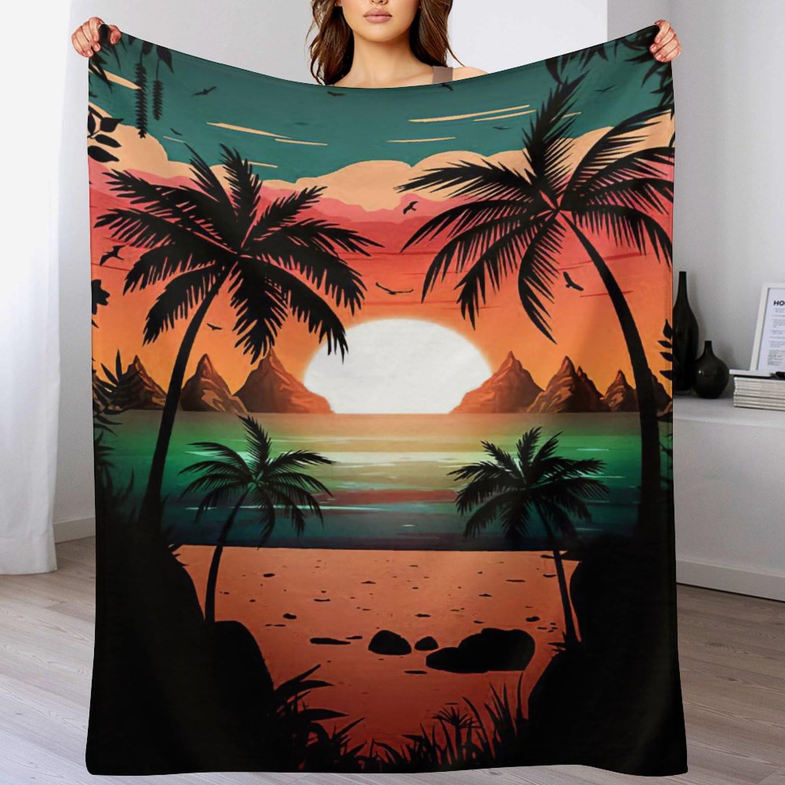 Plaid polaire canapé rétro 100x130cm en flanelle douce