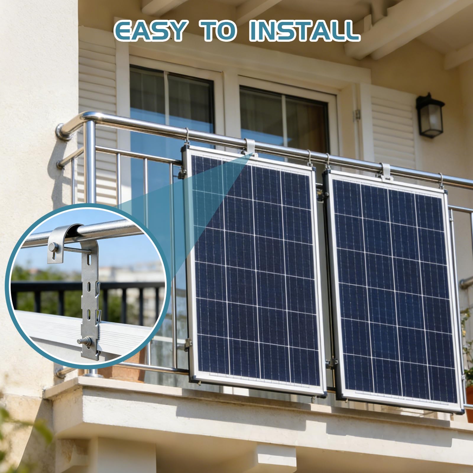 EXLECO Staffe per Pannelli Solari, Ganci per Balcone Fotovoltaico, Kit Montaggio Acciaio Inox