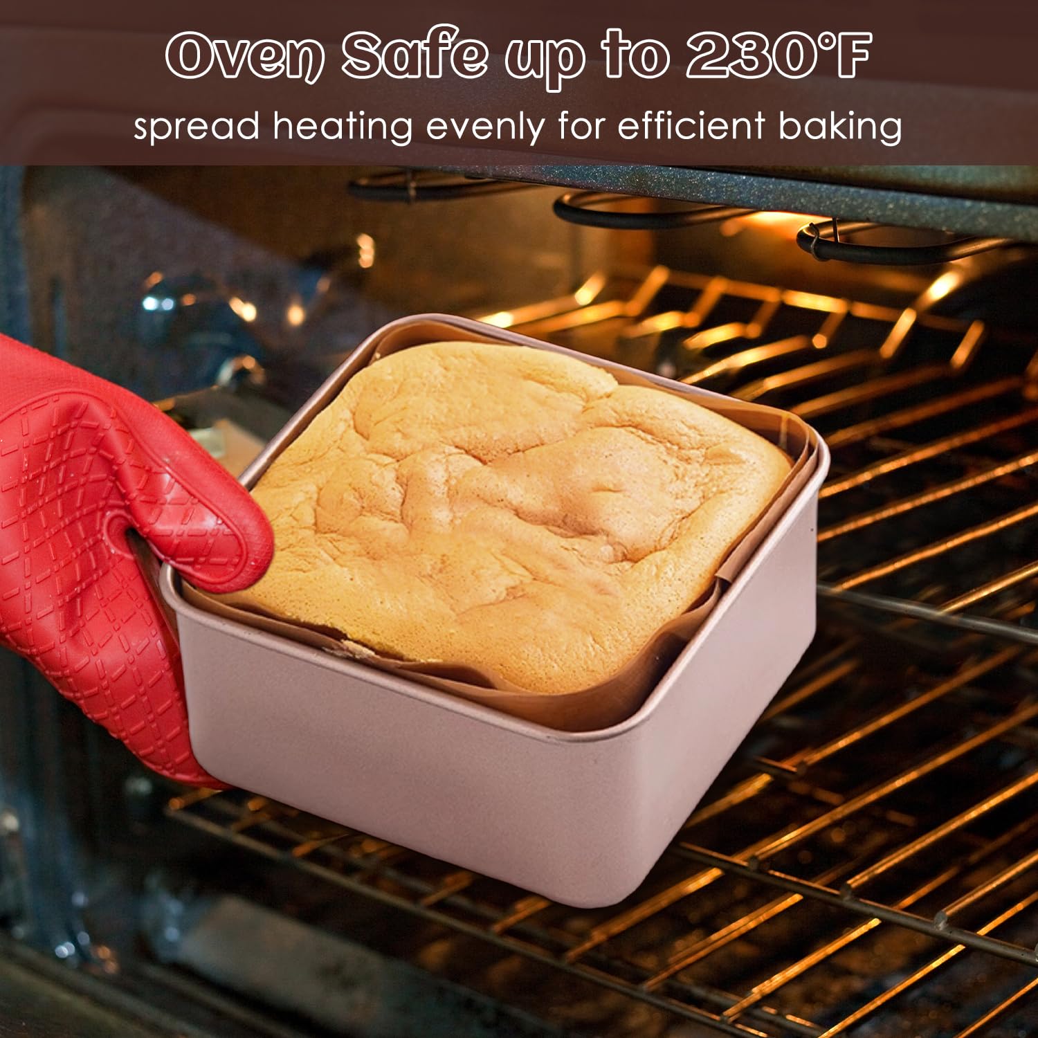 Tissting Teglia da Forno, 17 x 17 x 8 cm Antiaderente Quadrata Profonda Teglia per Pane Acciaio al Carbonio Fondenti per Pane Vassoio per Torte per Brownies Lasagne Biscotti