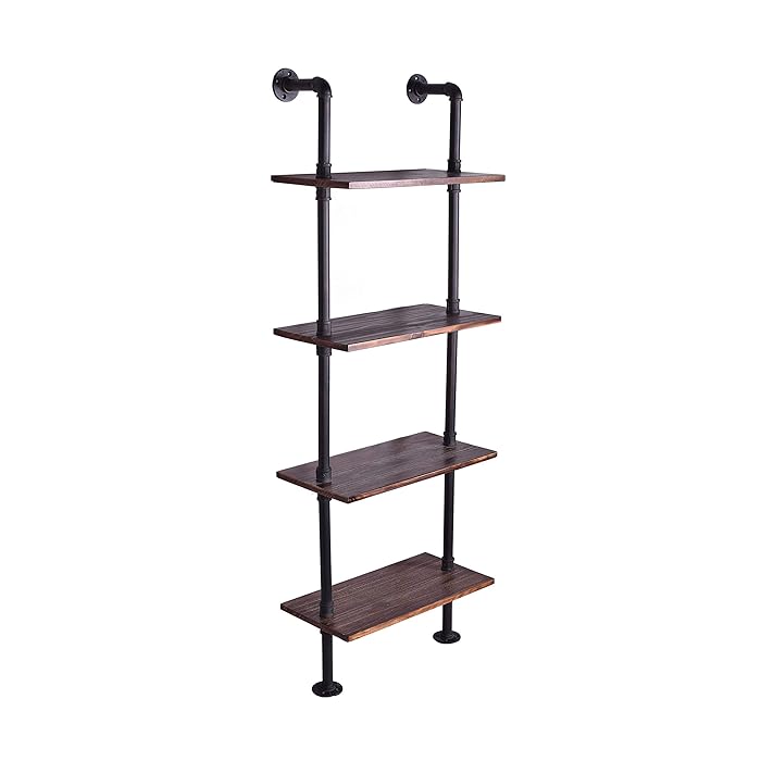 Buy 24 Inch Industrial Pipe ShelvesWall Mounted Metal Pipe Wood Shelf