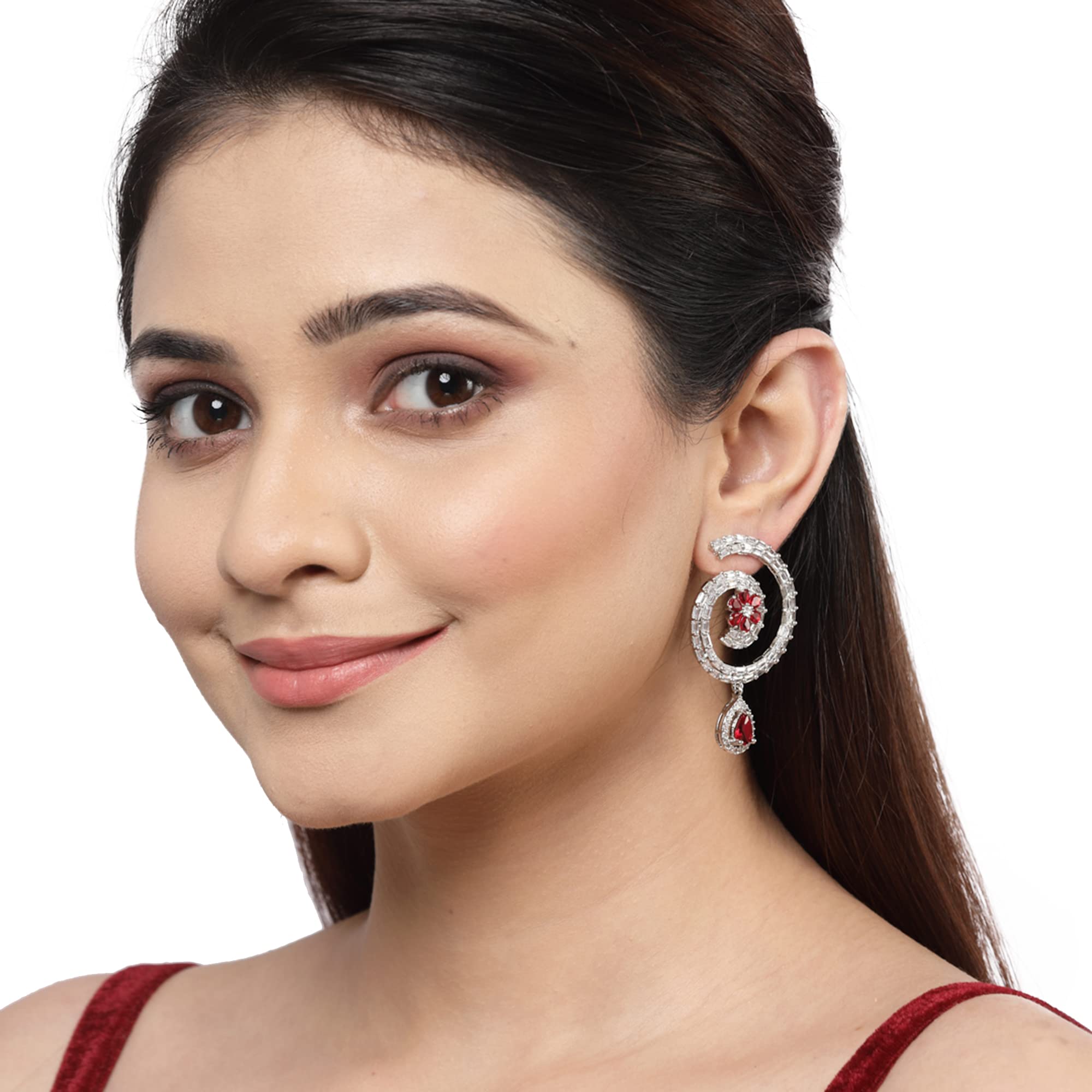 Rhodium-Plated Circular Hoop Earrings