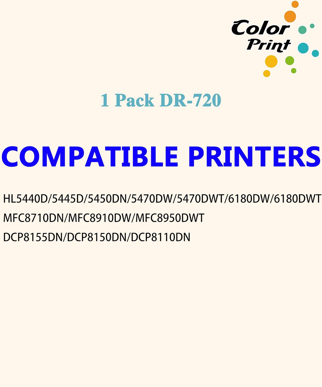 ColorPrint Compatible Drum Unit Replacement for Brother DR720 DR-720 DR 720 for TN750 Toner DCP-8155DN DCP-8150DN MFC-8950DW MFC-8710DW MFC-8910DW HL-6180DW HL-5450DN HL-5470DW Printer (1-Pack)