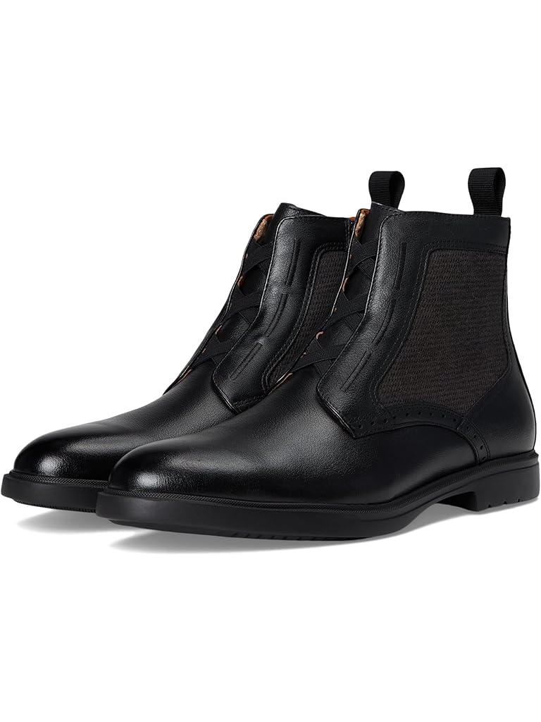 Black Stacy Adams Thompson Elastic Lace Inside Zip Boots