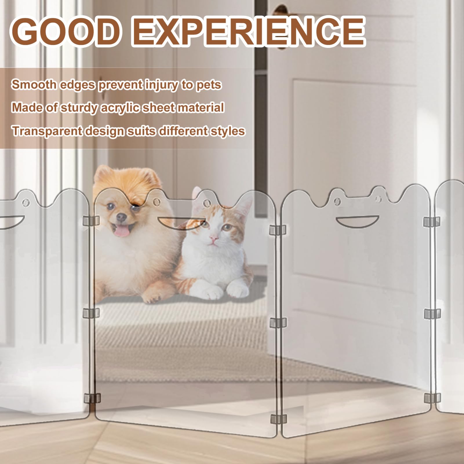 Rejilla transparente plegable para mascotas, 4 o 6 paneles, rejilla para perros plegable de acrílico con asas de transporte, barrera transparente, para puertas, escaleras interiores, pasillos