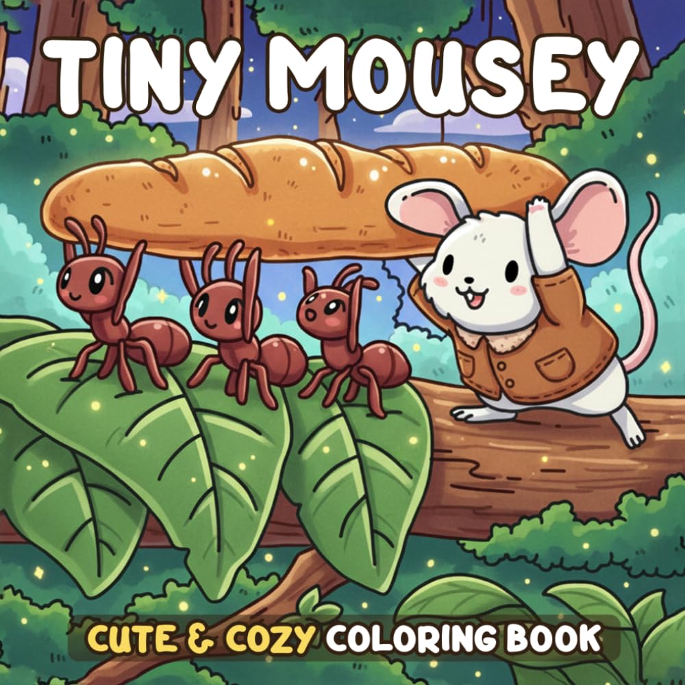 Tiny Mousey Coloring Book: A Cute & Cozy Coloring Pages for Adults and Teens Featuring Playful Mouse, Animal Friends and Adventure Scenes for Relaxation