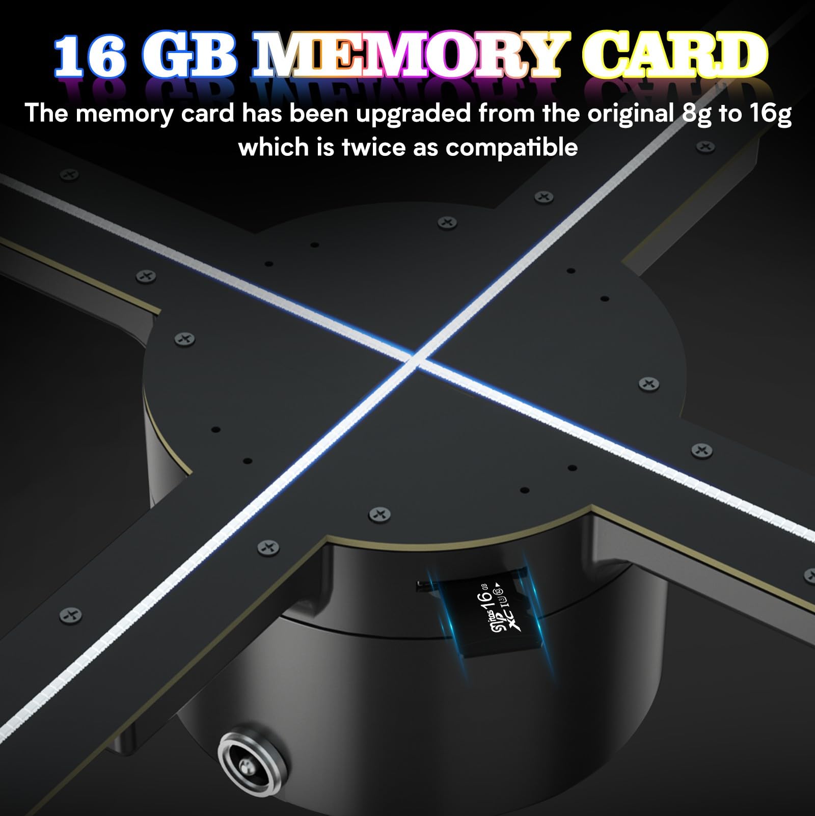 50cm Wifi Holographic Fan 3D Advertising Machine 576 LED Sign Neon Smart HD Player Support Video Picture Logo Light(62cm HD edition)