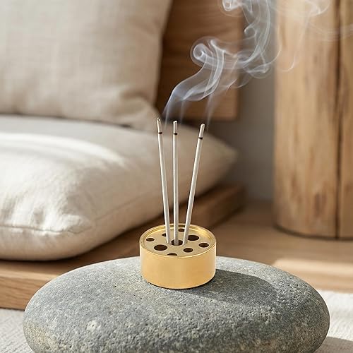 Miniatura 2 de VOSAREA 4pcs Copper Incense Holders, 9-Hole Multi-Hole Incense Stick Bases, Small Retro Copper Burner Accessories for Meditation Room, Yoga Studio &