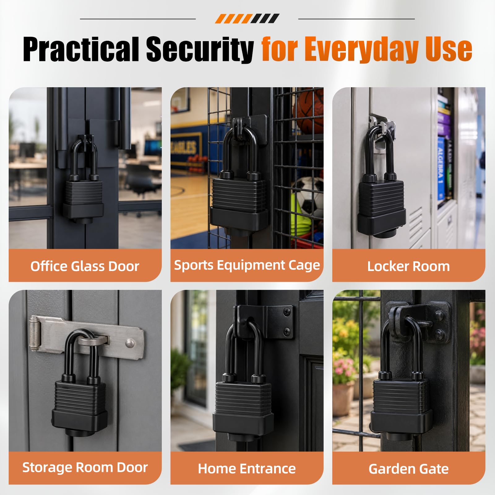 Candado Candado Padlock Candado | 6 unidades con 18 llaves resistentes a la intemperie, latón, cierre uniforme, para jardín, taquilla, sótano, maleta
