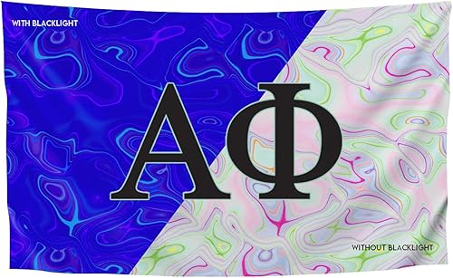 Miniatura 9 de Bandera griega de la hermandad y la fraternidad blacklight, 3 pies x 5 pies, Alpha Tau Omega