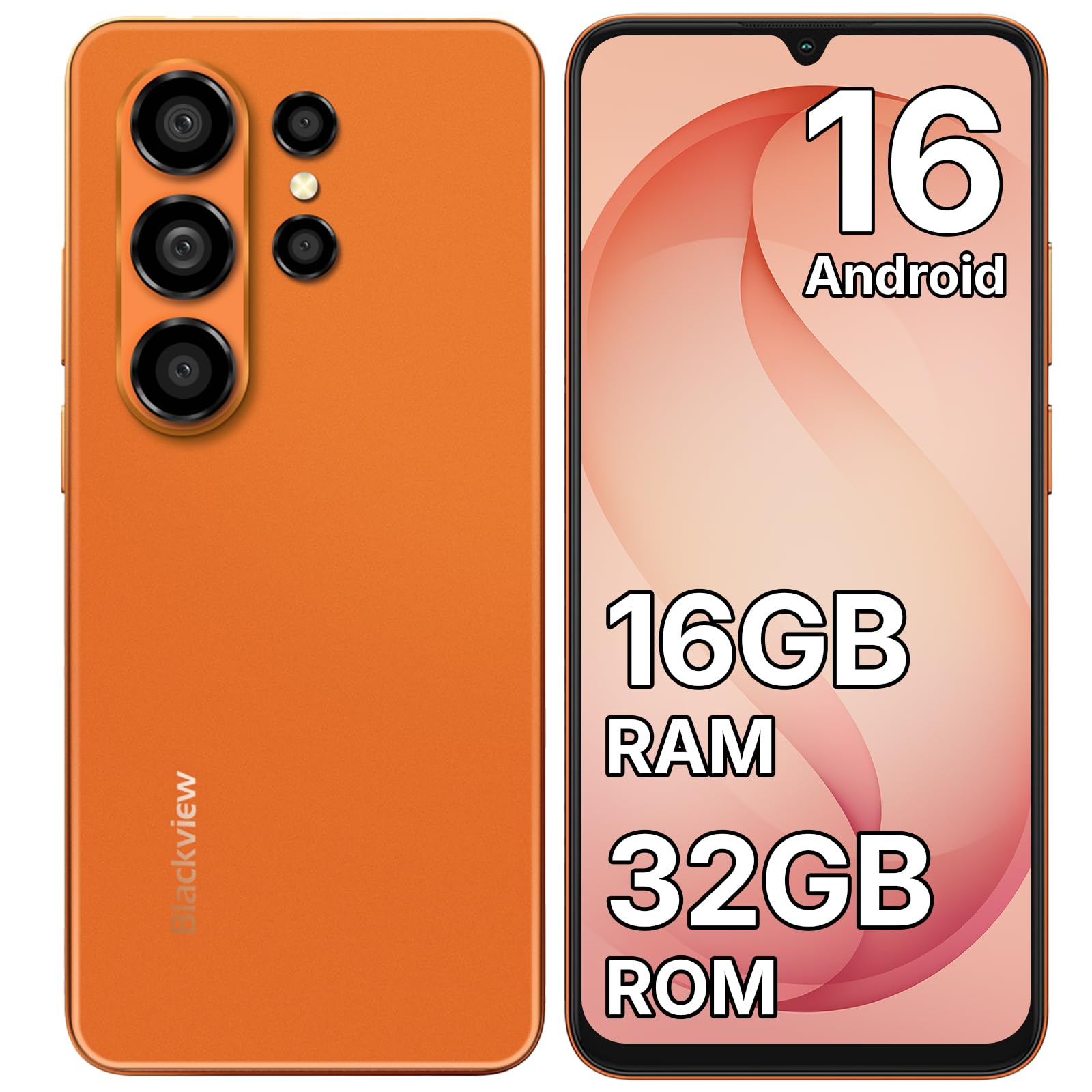 Blackview WAVE 10C Smartphone Offerta Android 16, 6.88'', 16GB+32GB/1TB | 32MP+13MP Telefono Cellulare in Offerta, 5000mAh, Telefoni 4G Dual SIM/Face ID/3 Slot/3.5mm Jack/OTG