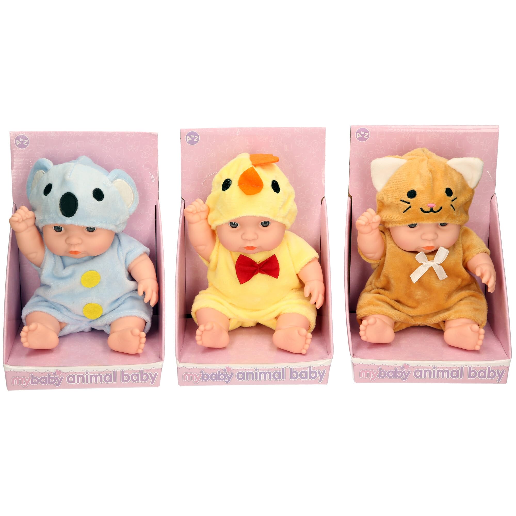 Atoz Animal Baby Dolls Collection, Set of 6 Plush Character Outfits, Koala, Chick, Cat, Panda, Grey Koala, Ladybird - Image 3