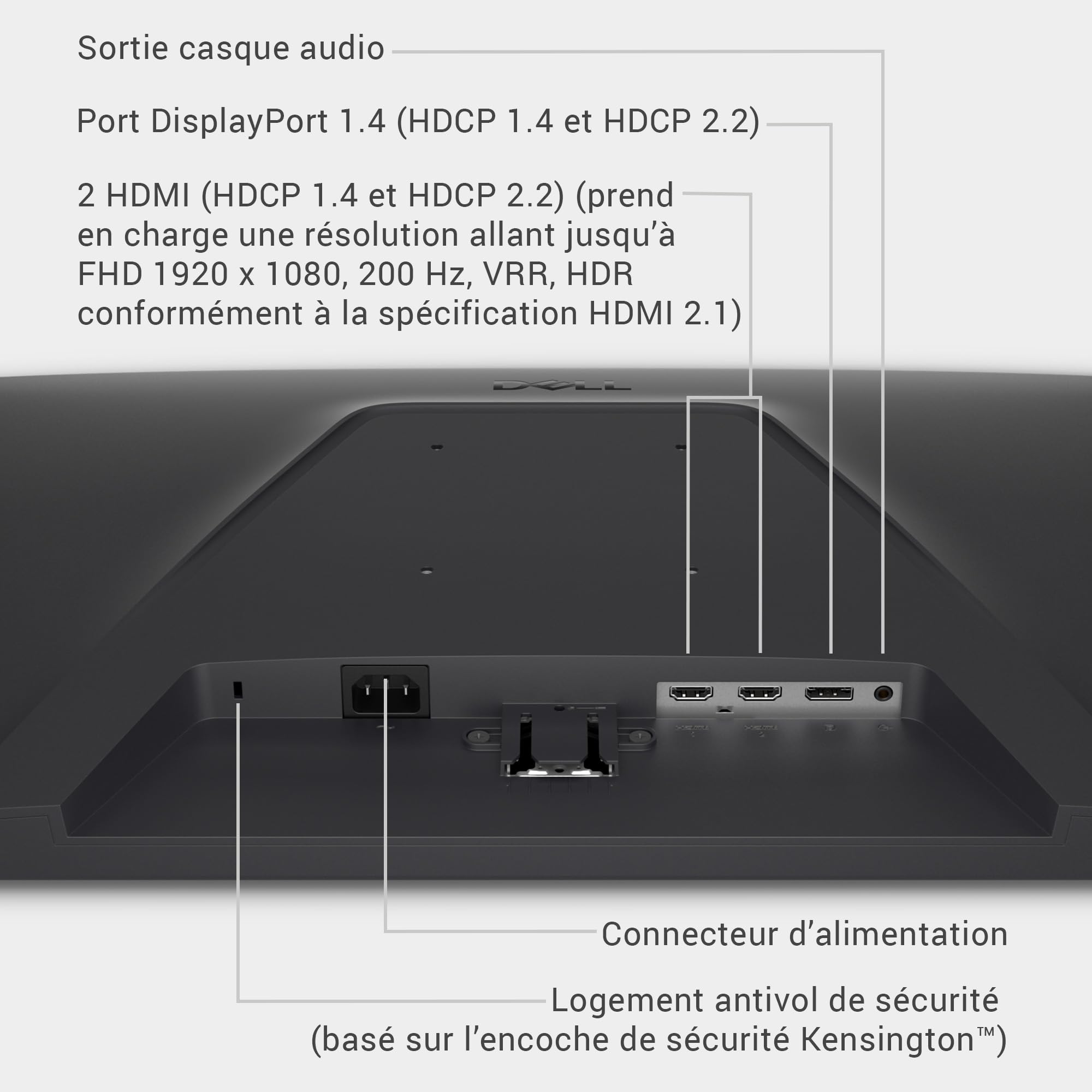 Dell 27 Écran PC Gaming - SE2725HG, Full HD (1920x1080), 200Hz, Fast IPS, 1ms, AMD FreeSync Premium, 99% sRGB, VESA (100x100mm), DisplayPort, 2 HDMI, Garantie 3 Ans, Noir