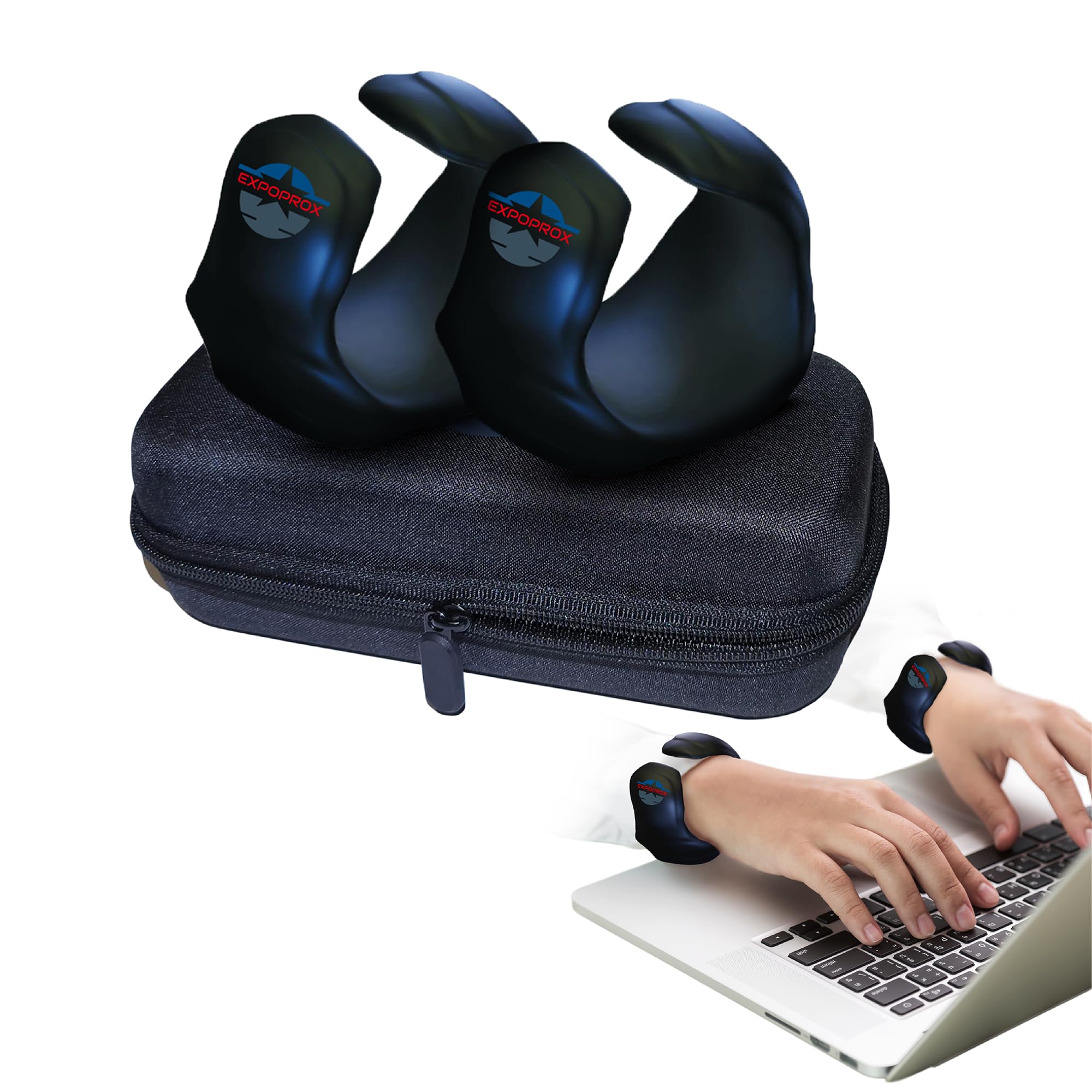 EXPOPROX Wearable Gaming Wrist Rest for Keyboard, Mouse pad, Laptop, and PC Work or Gamer Support. (Black, S-M)