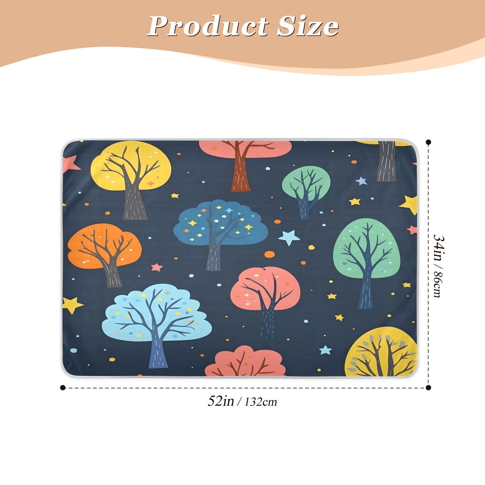 BOESI Doodle Colorful Tree Pattern Waterproof Pads for Bedwetting and Incontinence, Reusable Pads, Reusable Diaper Pads for Bed, Sofa, Travel