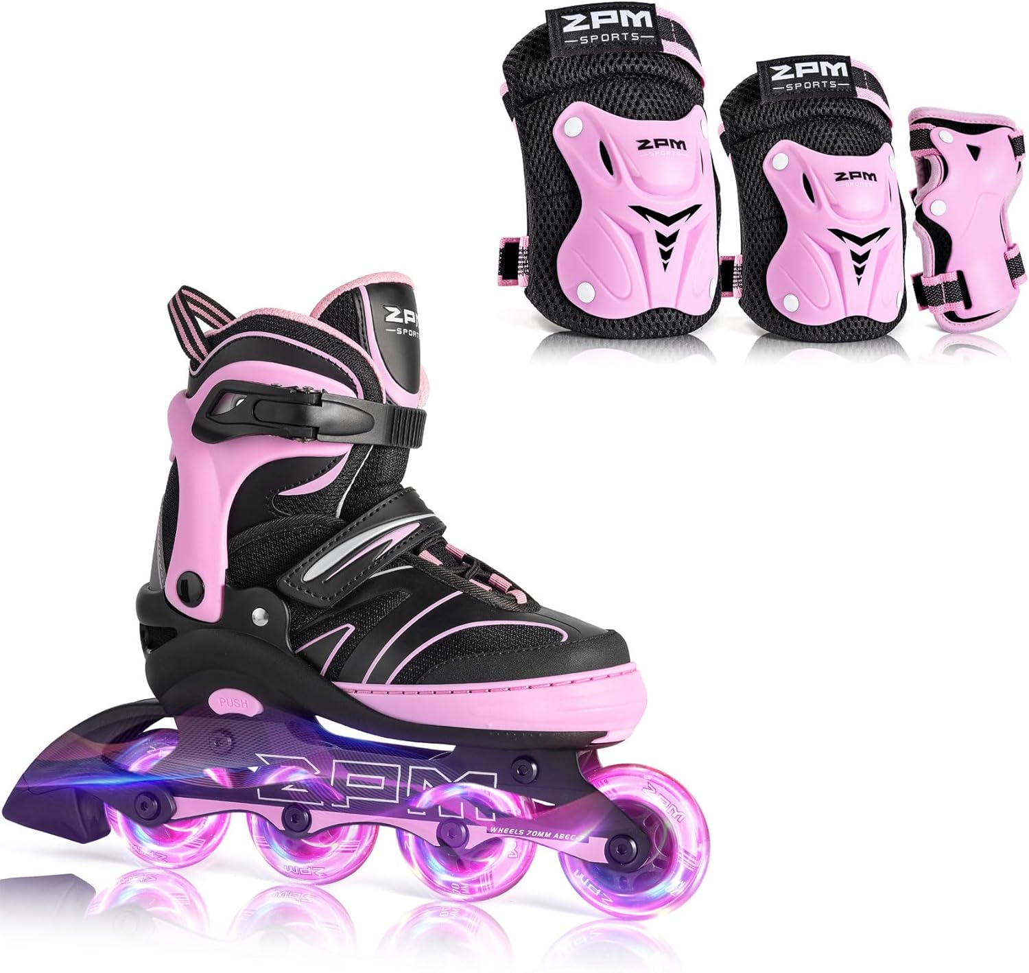 2PM SPORTS Pink S Inline Skates & Pink S Protective Gear Set