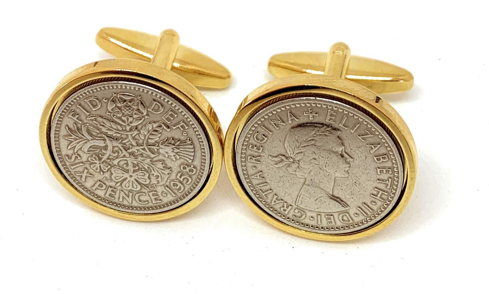 Premium 1958 Original Lucky Sixpence 6d birthday/Anniversary Cufflinks ideal for a 67th birthday HT GLD