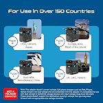 Ceptics GAN 100W Universal Travel Adapter with Retractable USB-C Cable, 2X USB-A & C, Universal Input and 1x USA/JP Input, 7 in 1 Universal Adapter for Worldwide Travel - Type A, C, G, I Output
