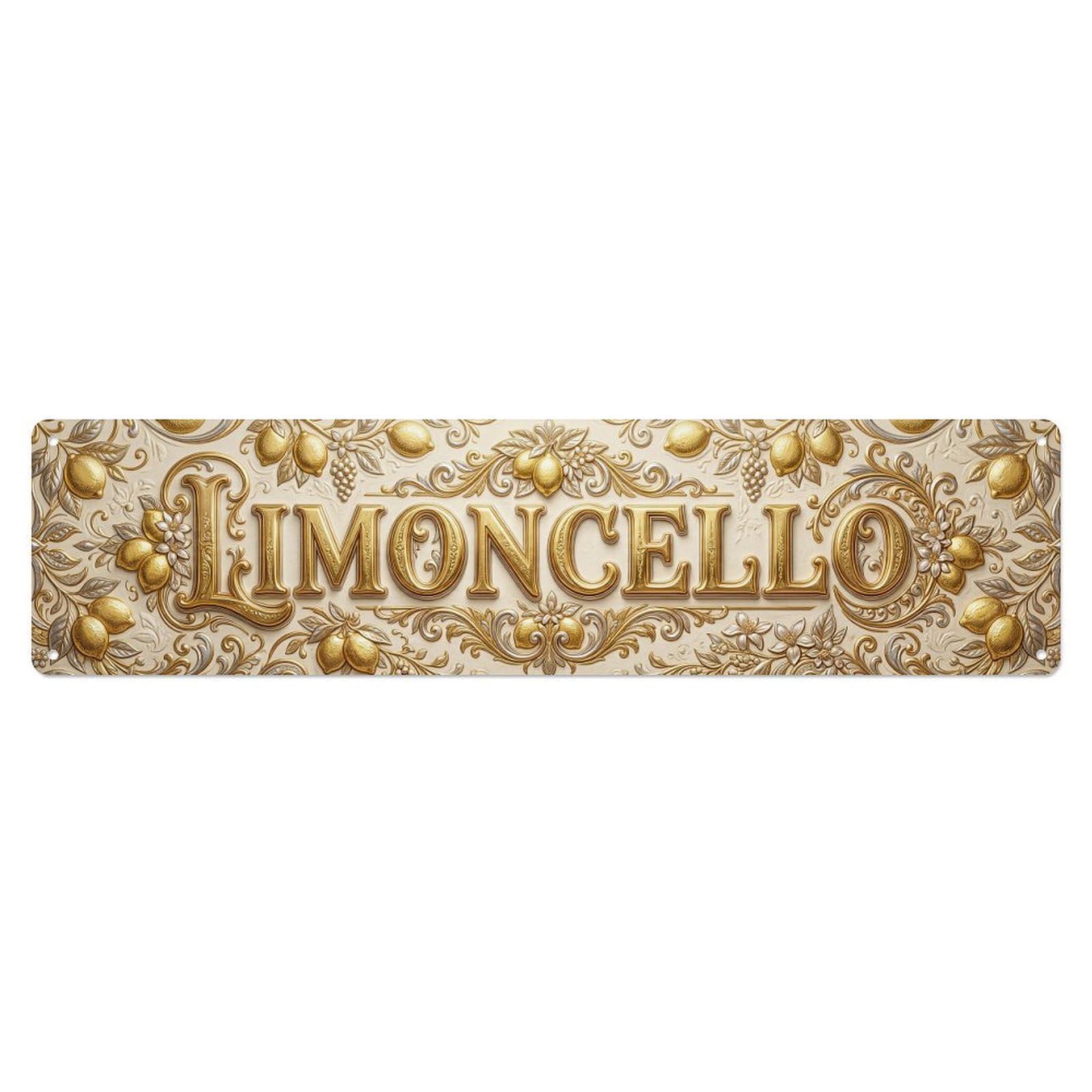 Vintage Limoncello Pressed Foil Liqueur Metal Tin Sign Plaque Wall Decor for Cafe, Club, Garden Metal Poster 4x16Inch