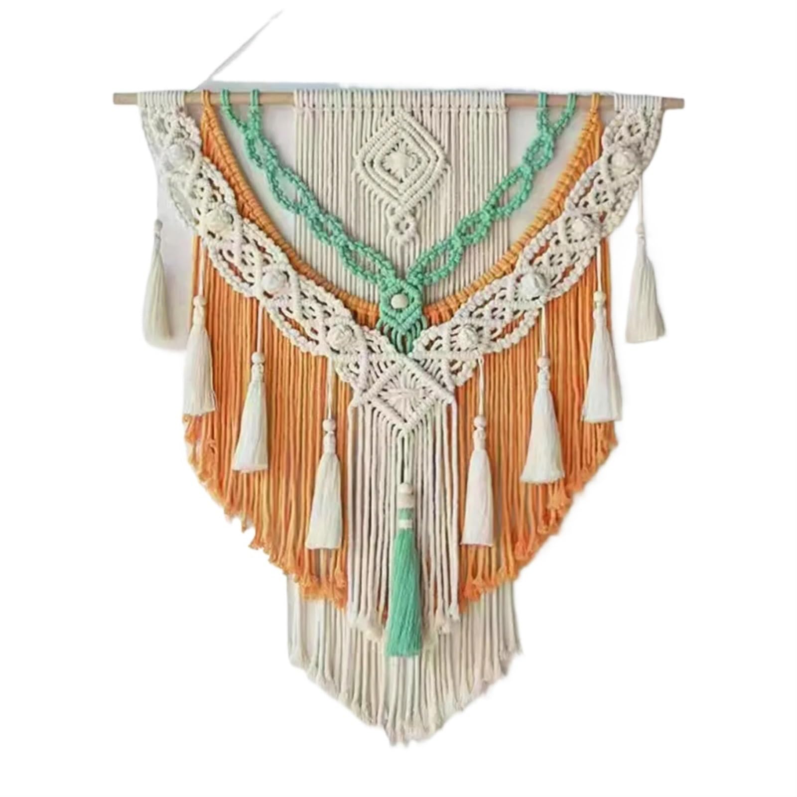 50 * 70cm Macrame Woven Wand Hängen Hause Chic Kunst Dekor Schöne Wohnung Wohnheim Zimmer Dekoration Wandteppich Für die Dekoration von Wänden(White)