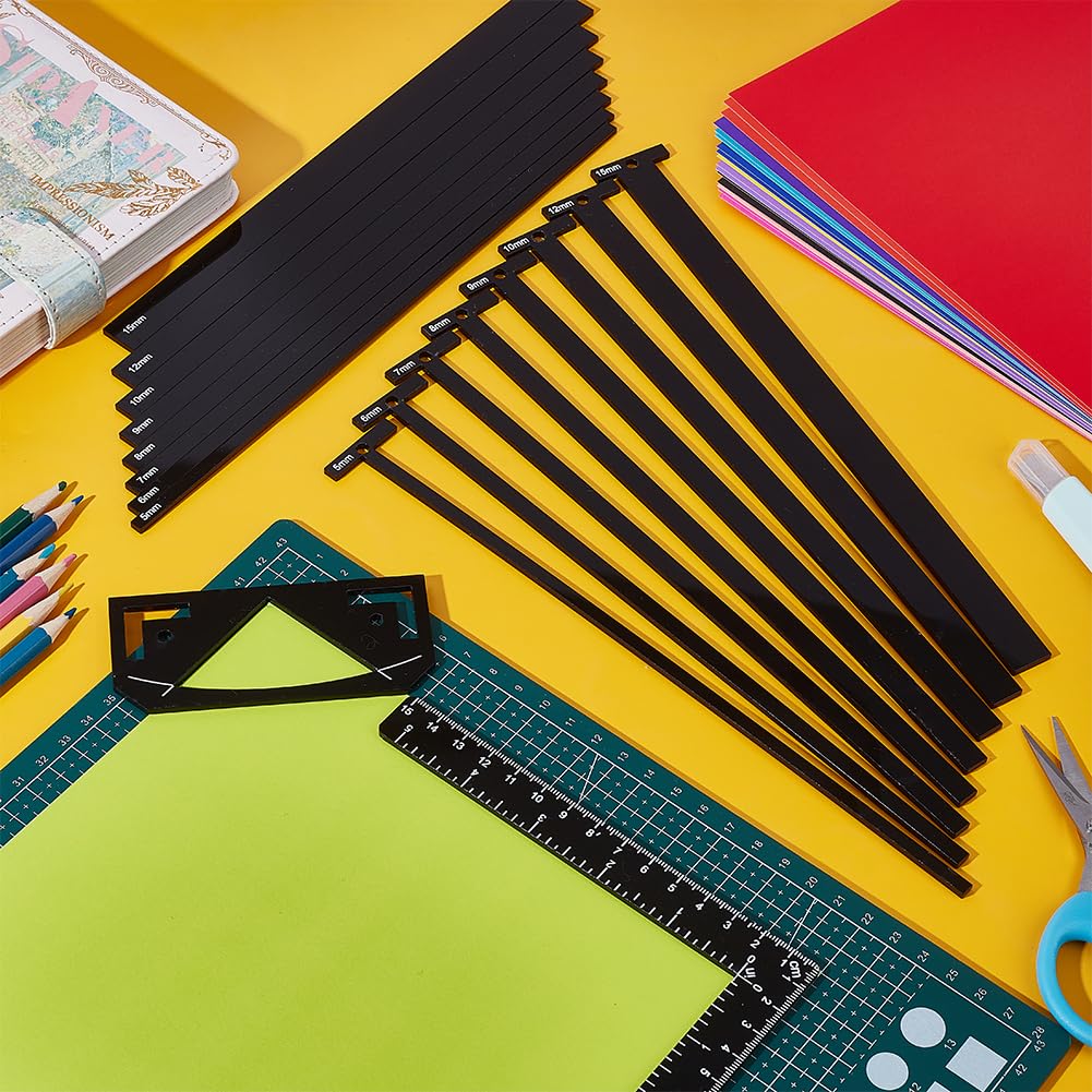 UNICRAFTALE 1 Set 17PCS Black Book Binding Package Bookbinding Easy Scrapbooking Tool Templates T-Shaped Rulers for Calender Junk Journal Handbook Handmade Tools - Image 4