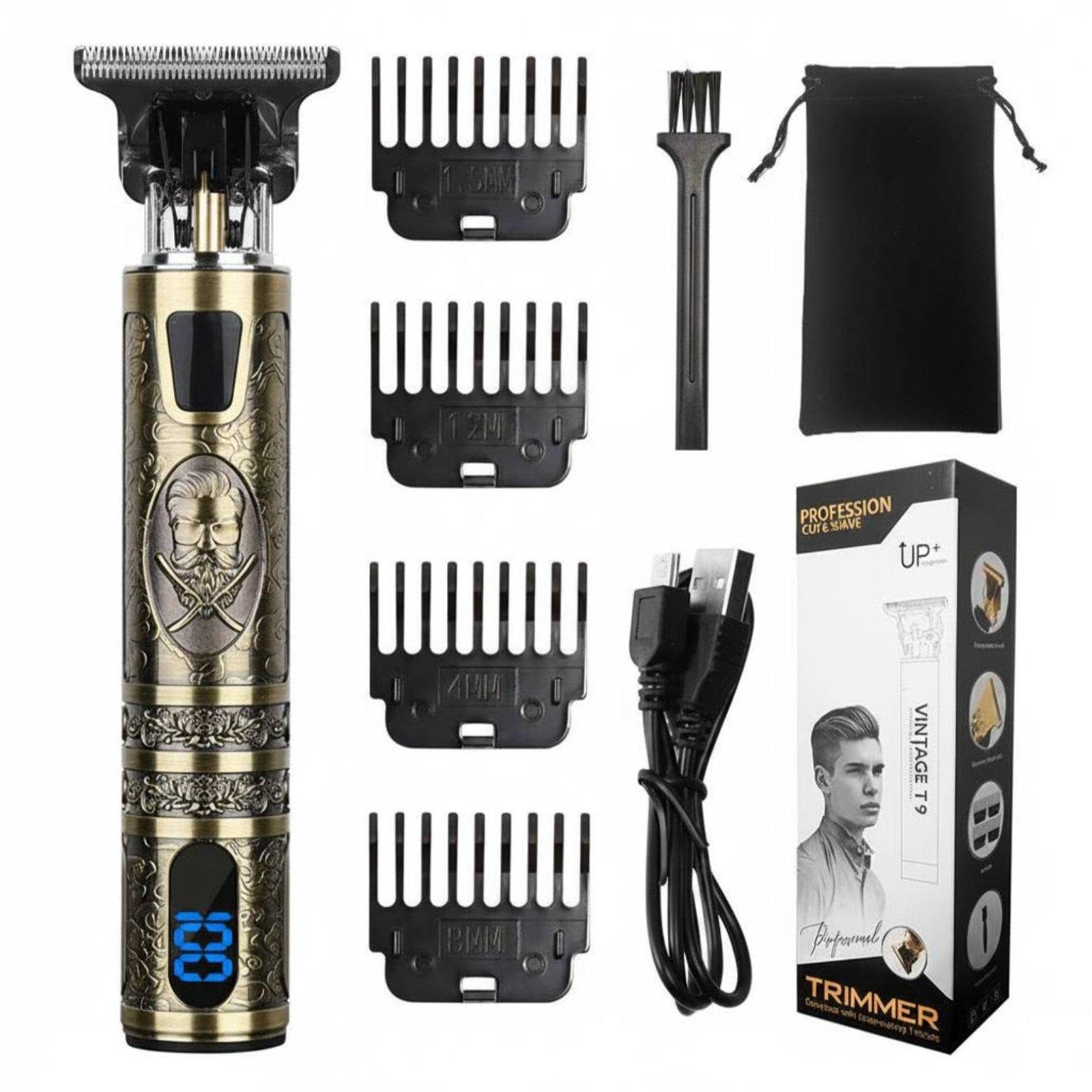 CALANDIS Powered Grooming Tool Trimmer Portable Cordless Hair Trimmer Long Life Energy-Efficient Barber Trimmer for Men, Barbers, Home Haircut, Barbershop Bronze Gentleman-image-15