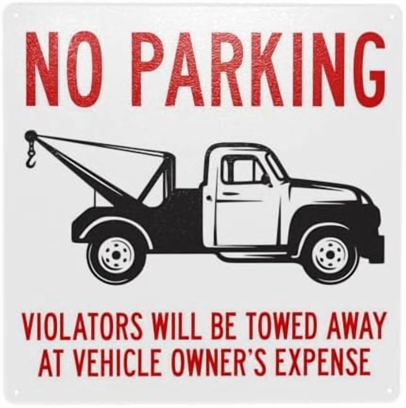 (2-Pack) Metal Tin Sign No Parking Violators Will Be Towed Away At Vehicle Owner'S Expense Cautions Sign, Warning Signs, Street Wall Decor 12 X 12 Inch