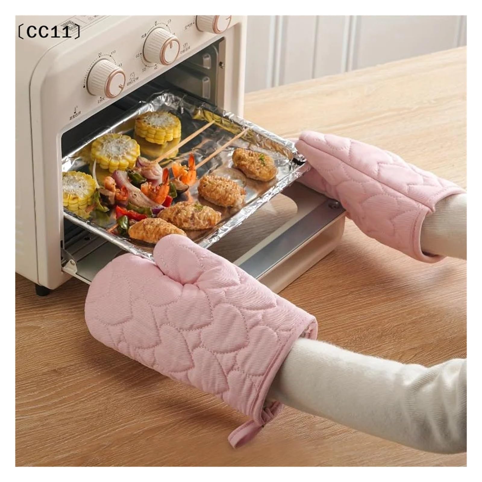 MRKU Backhandschuhe, Ofenhandschuhe, kompatibel mit 4-teiligem Topflappen-Set für die Küche